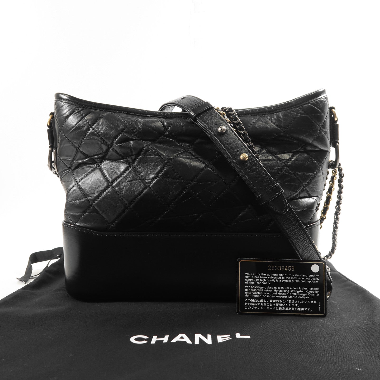 CHANEL 牛皮皮革Gabrielle Medium鏈帶肩背袋