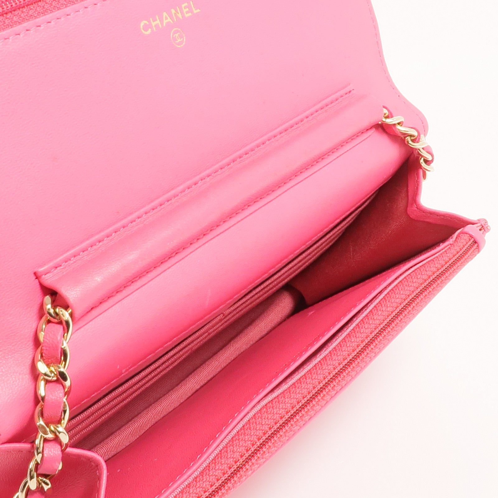 CHANEL 羊皮皮革WOC Wallet On Chain Shoulder Bag金扣鏈帶肩背袋