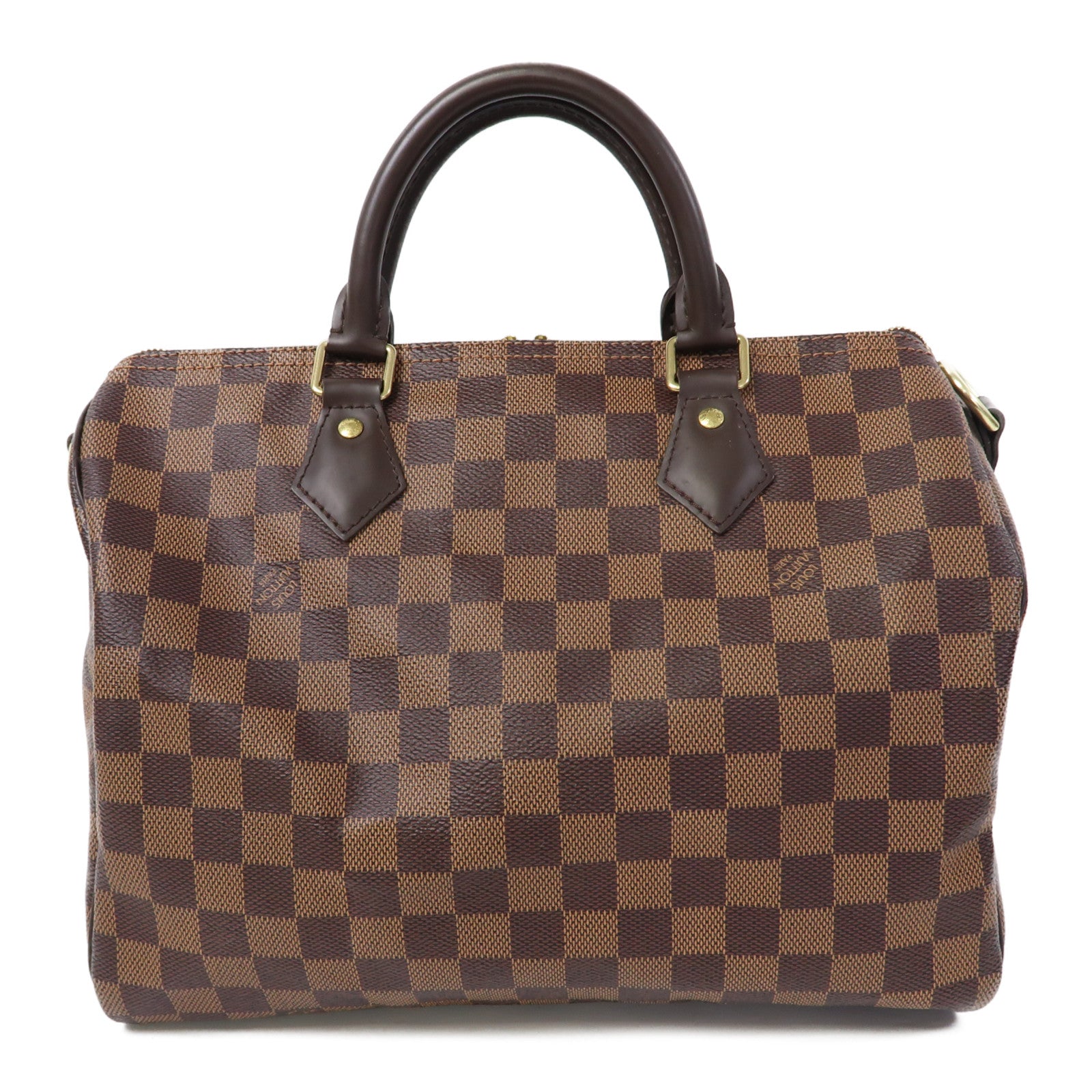 LOUIS VUITTON Damier Ebene Speedy Bandouliere 30金扣手挽肩背兩用袋啡色