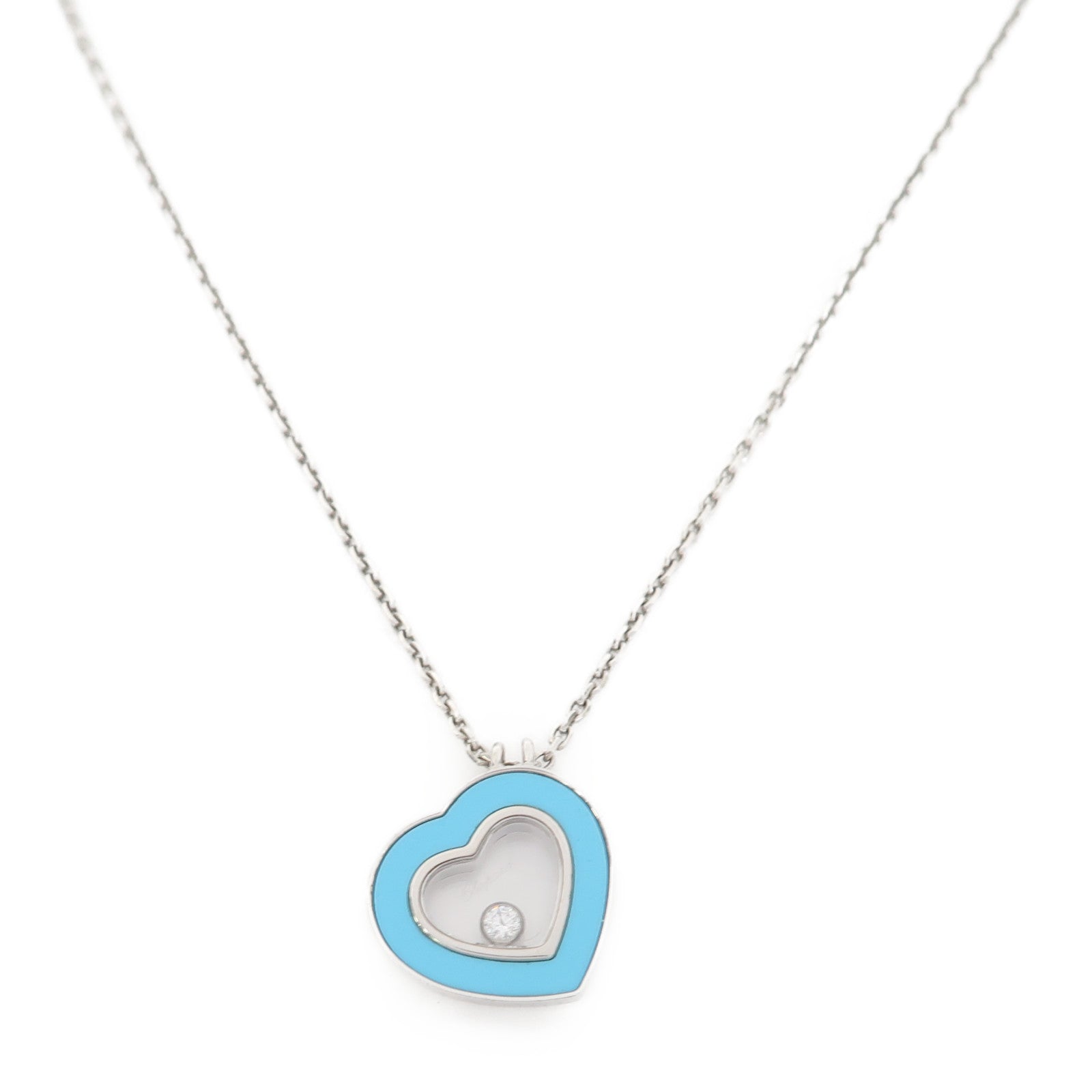 Chopard 18K白金Happy Diamond Necklace項鍊藍色