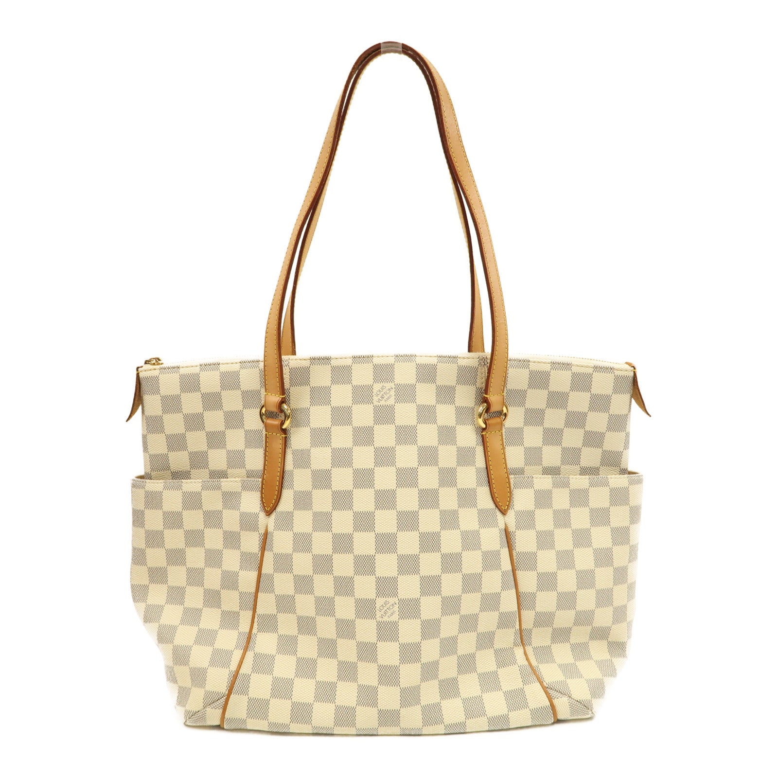 LOUIS VUITTON Damier Azur Totally MM銀扣肩背袋白色