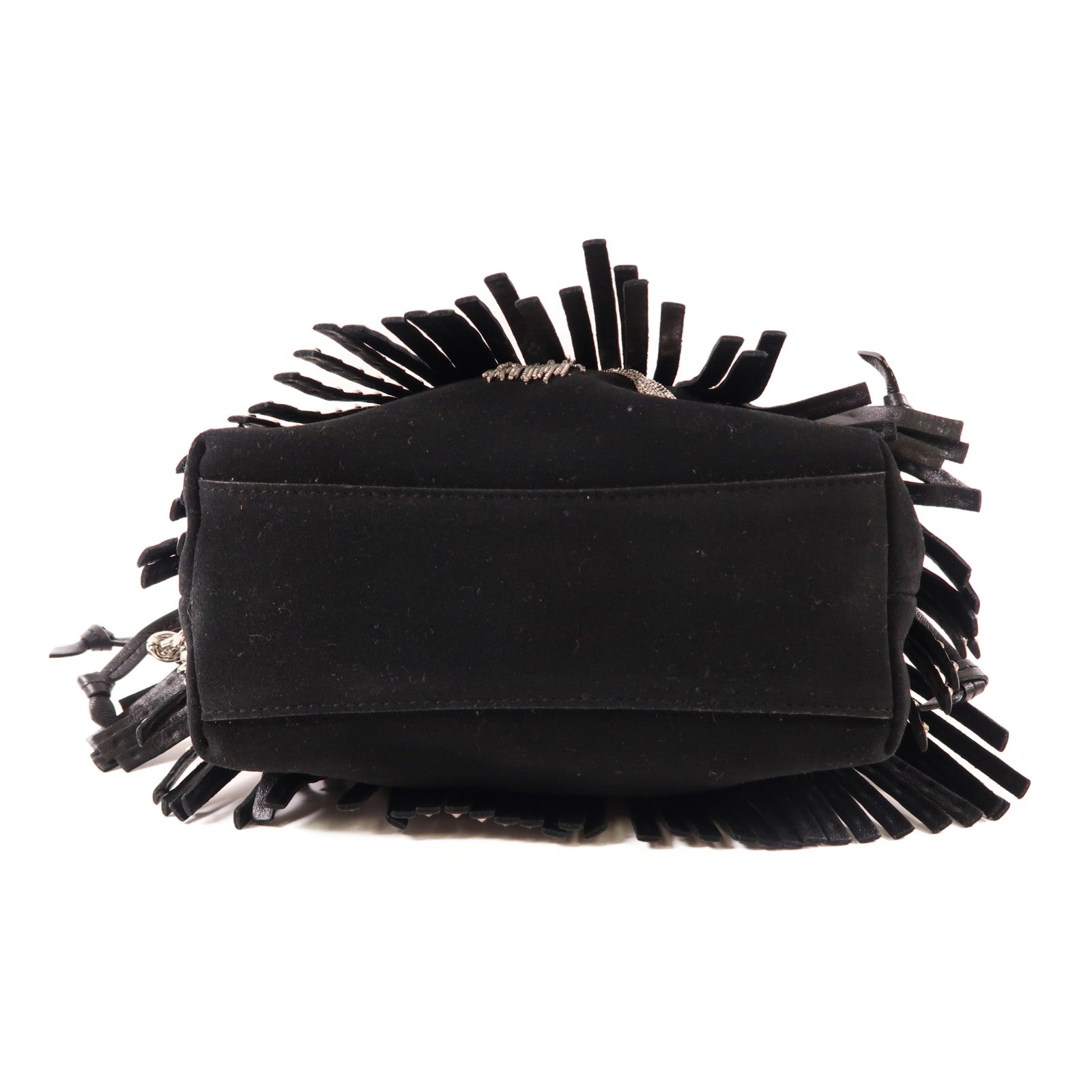 JIMMY CHOO 牛皮皮革Shoulder Bag銀扣鏈帶肩背袋黑色