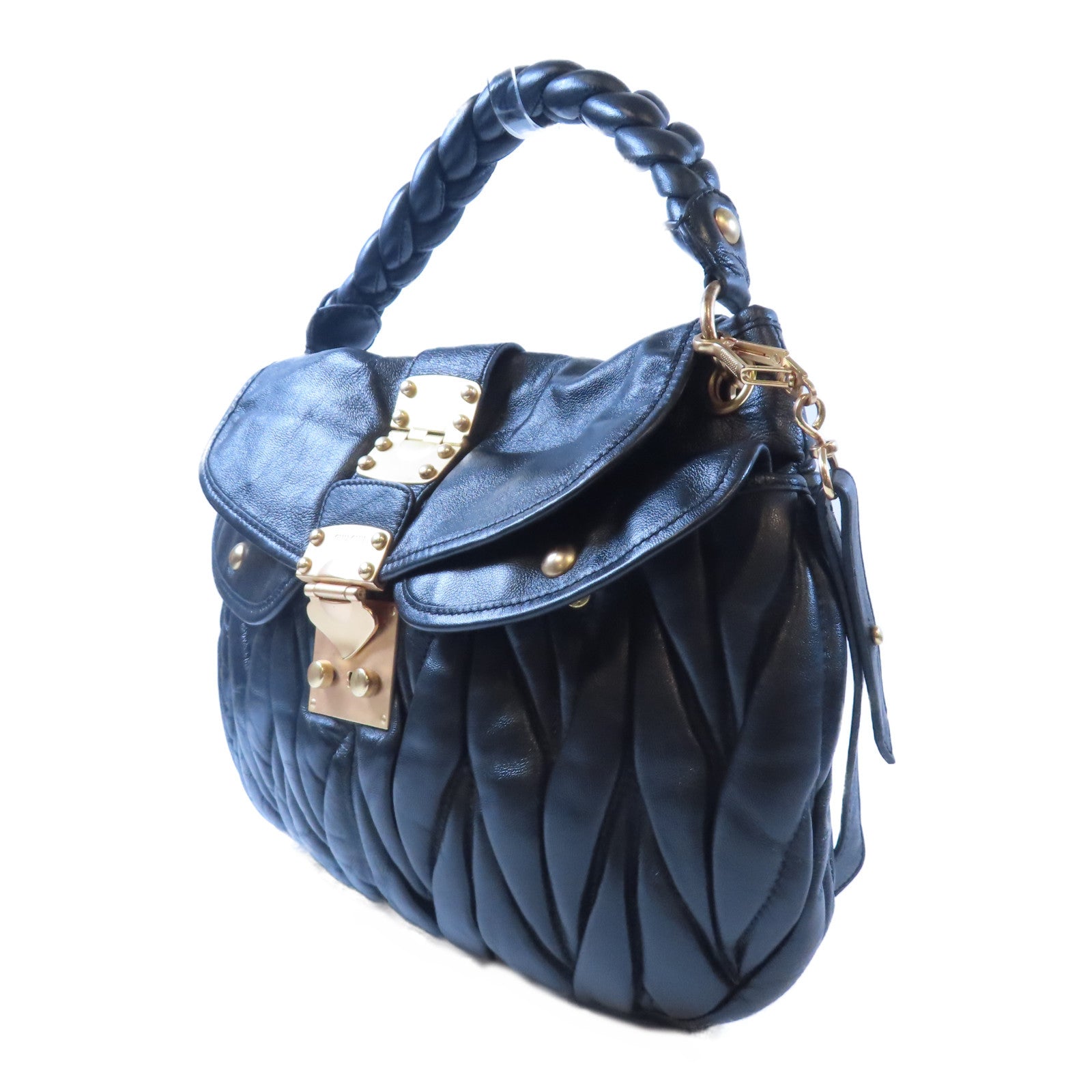Miu Miu 羊皮皮革Shoulder Bag金扣手挽肩背兩用袋黑色