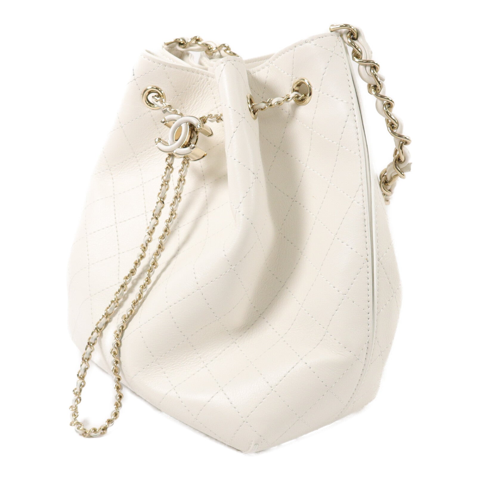 CHANEL 牛皮皮革Bucket鏈帶肩背袋