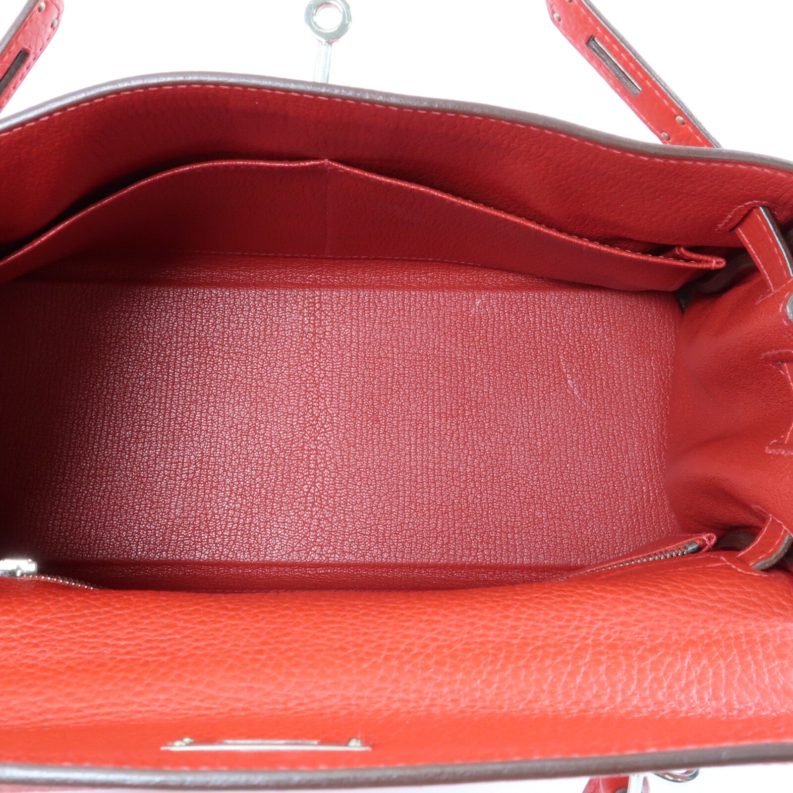 HERMES Togo皮革Kelly 28銀扣手挽肩背兩用袋Rouge Casaque