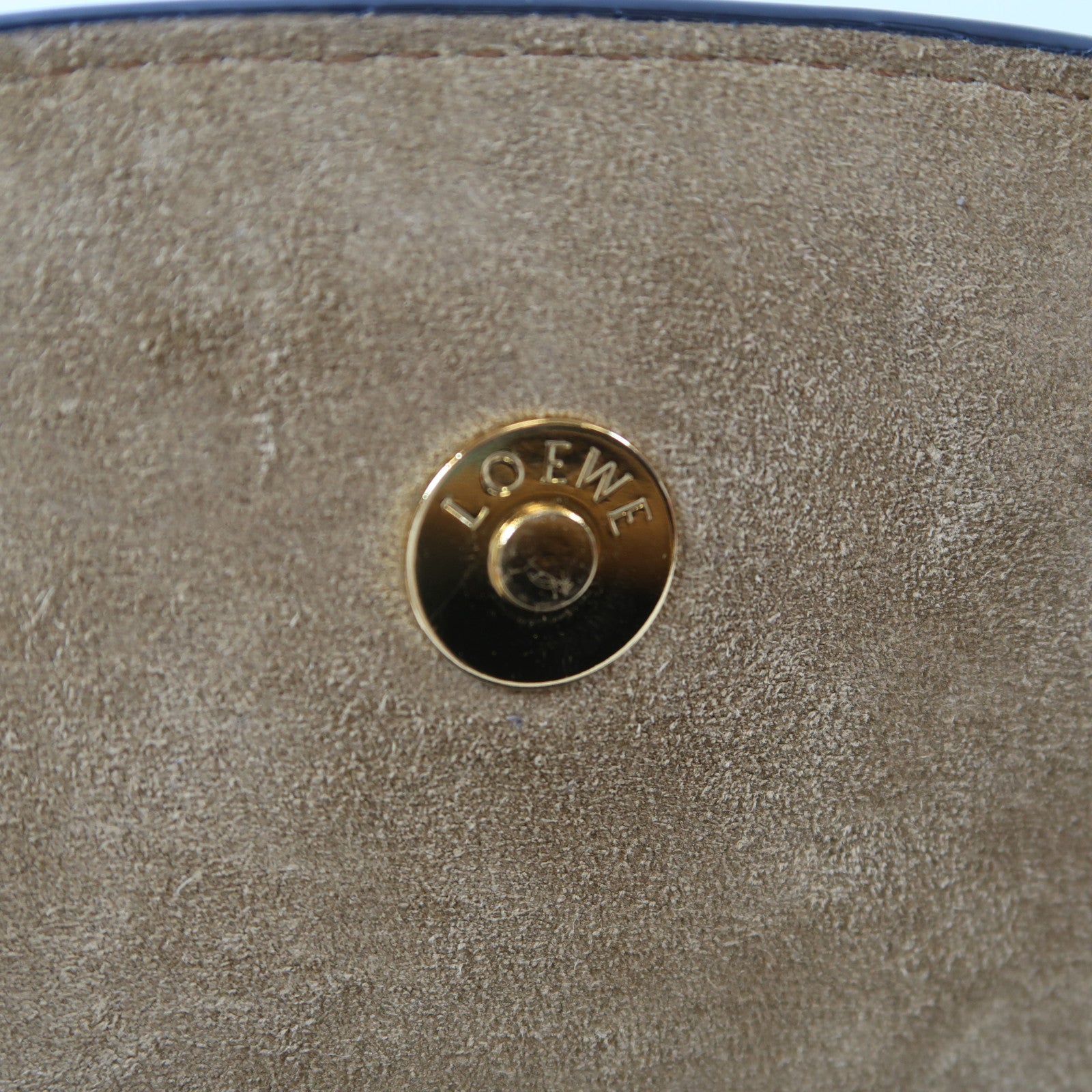 LOEWE 牛皮皮革Mini Gate金扣肩背袋深藍色