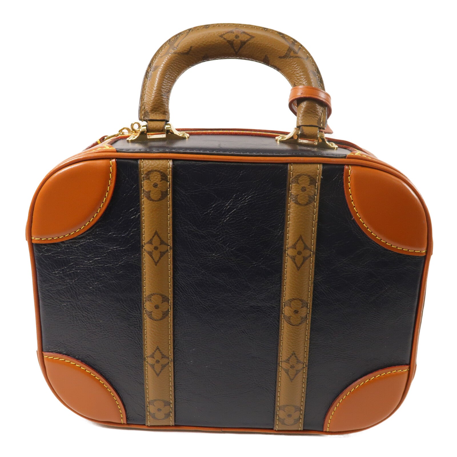 LOUIS VUITTON Monogram Reverse/牛皮皮革Valisette PM金扣手挽肩背兩用袋