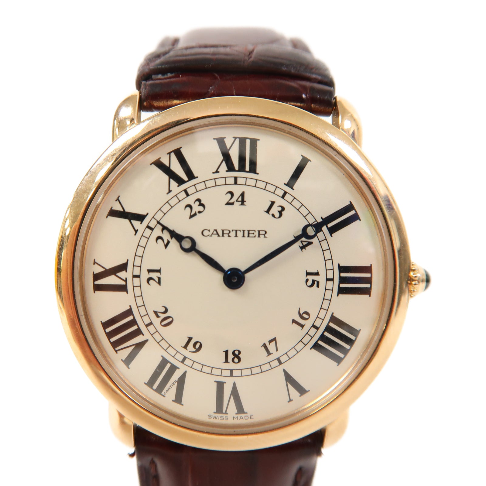CARTIER Ronde Louis Cartier 18K玫瑰金手錶手動機芯白色