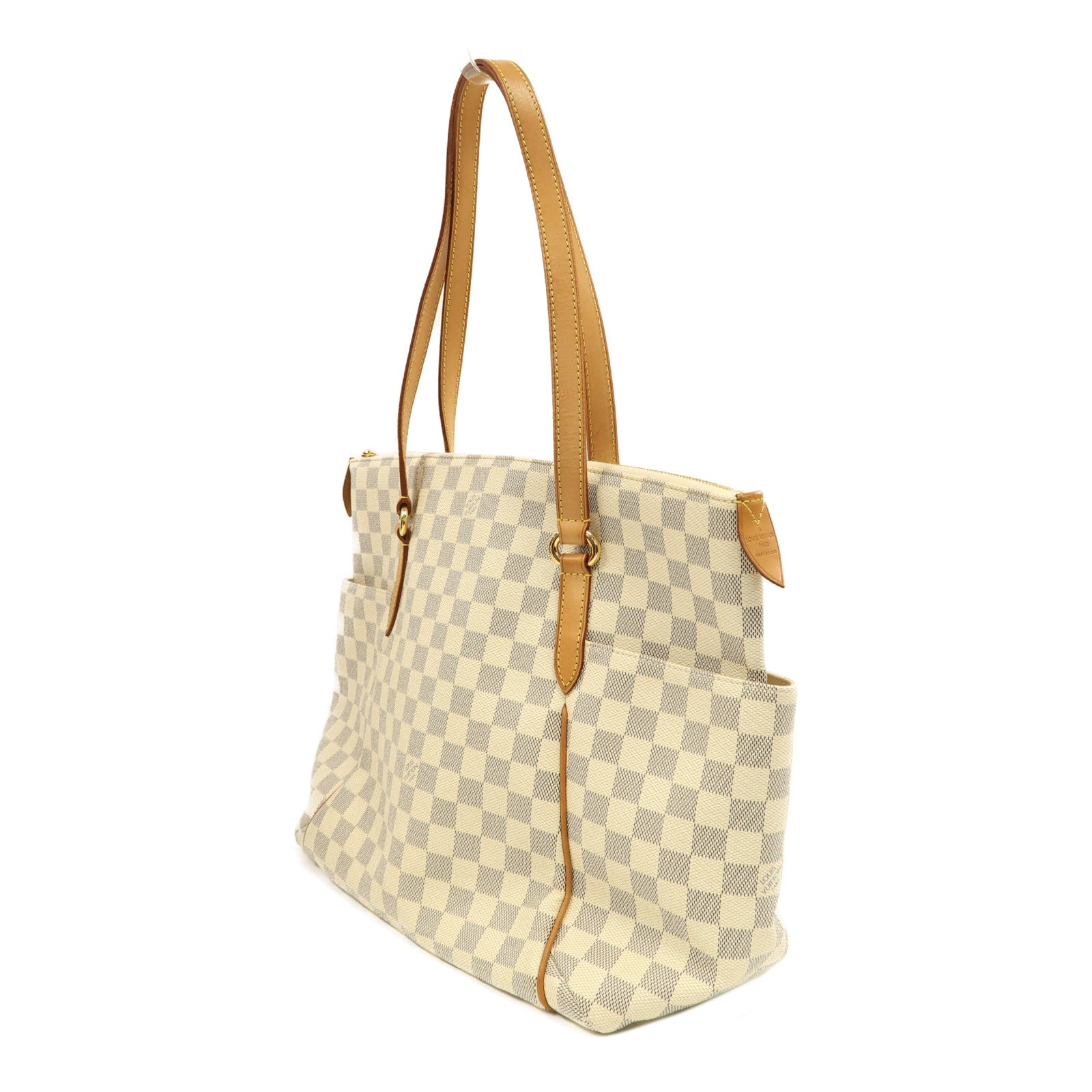 LOUIS VUITTON Damier Azur Totally MM銀扣肩背袋白色
