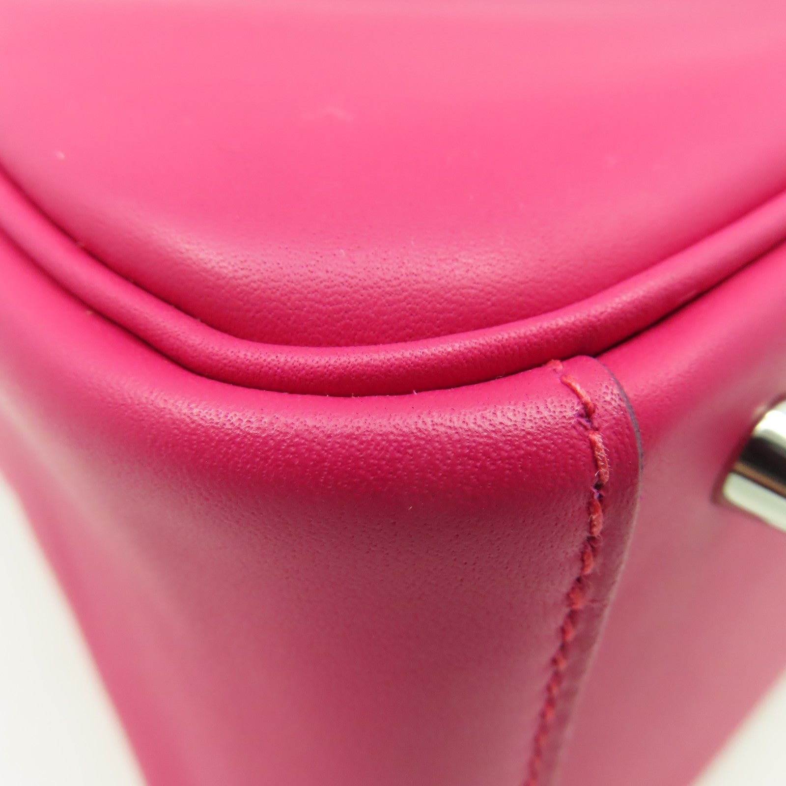 HERMES Swift皮革/鱷魚皮革Mini Lindy Touch Shoulder Bag銀扣肩背袋90 Framboise/紅莓色