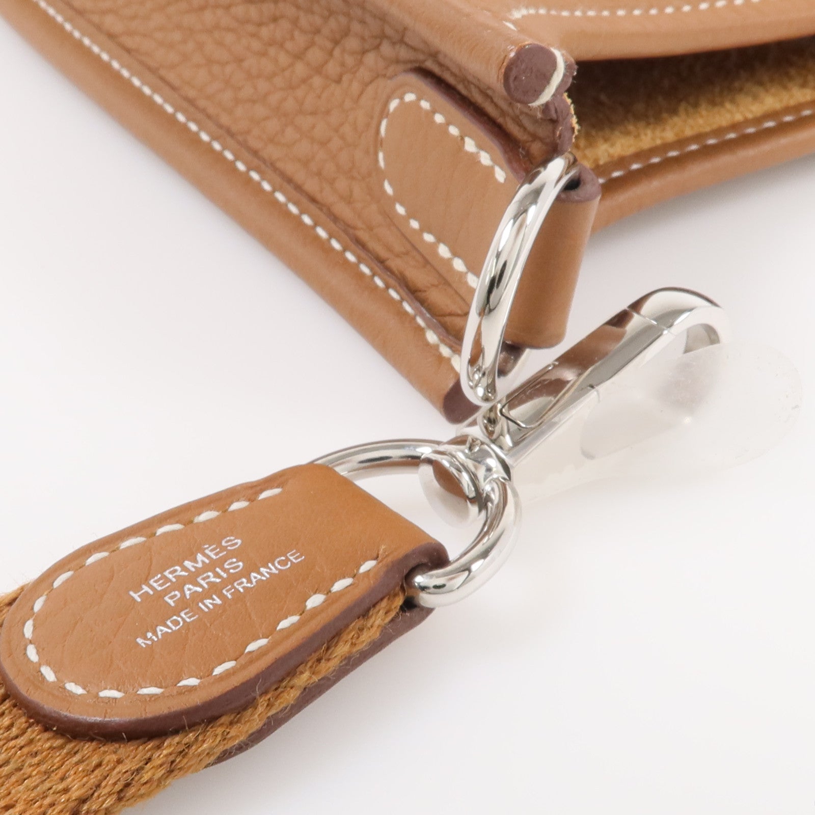 HERMES Clemence皮革Evelyne TPM銀扣肩背袋Gold