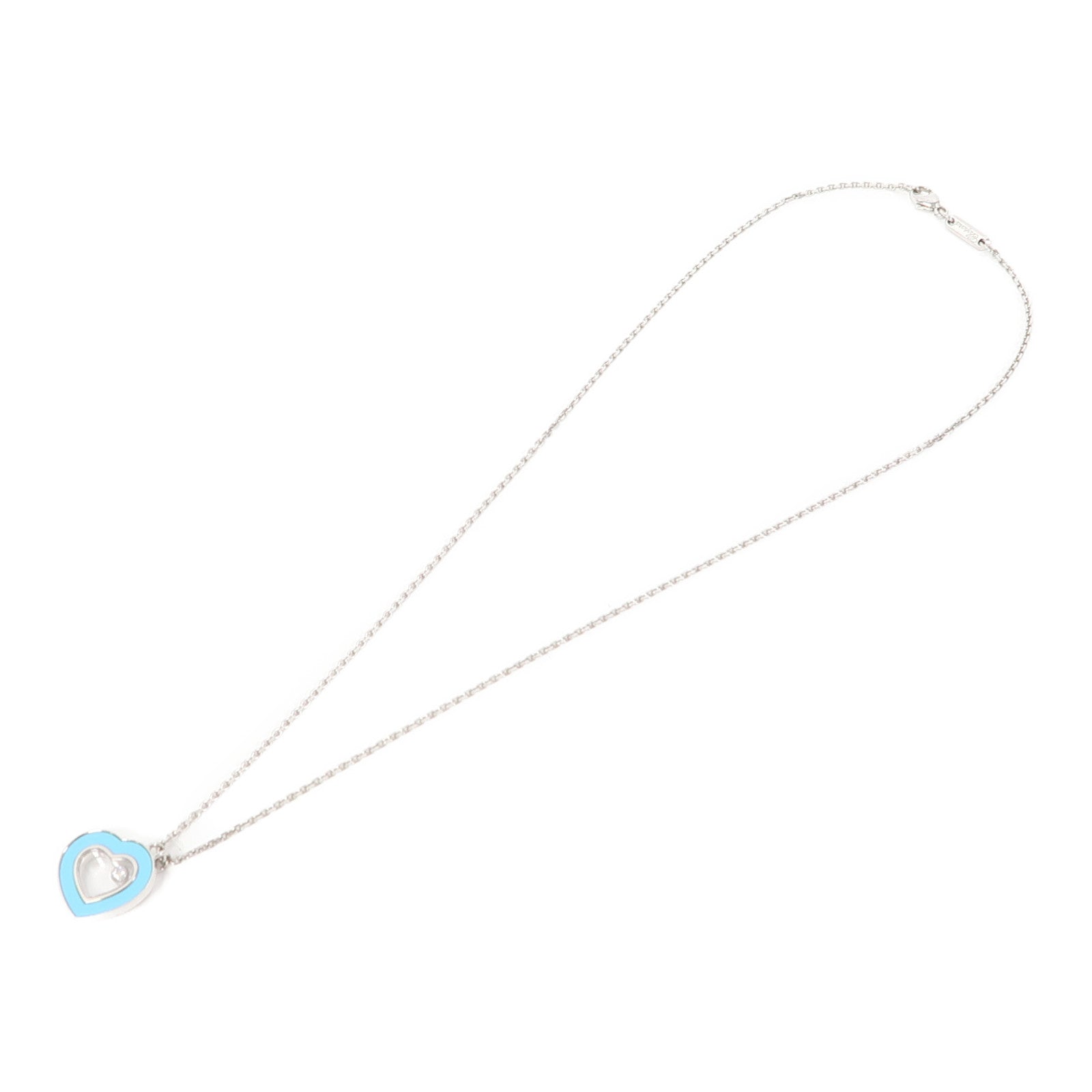 Chopard 18K白金Happy Diamond Necklace項鍊藍色