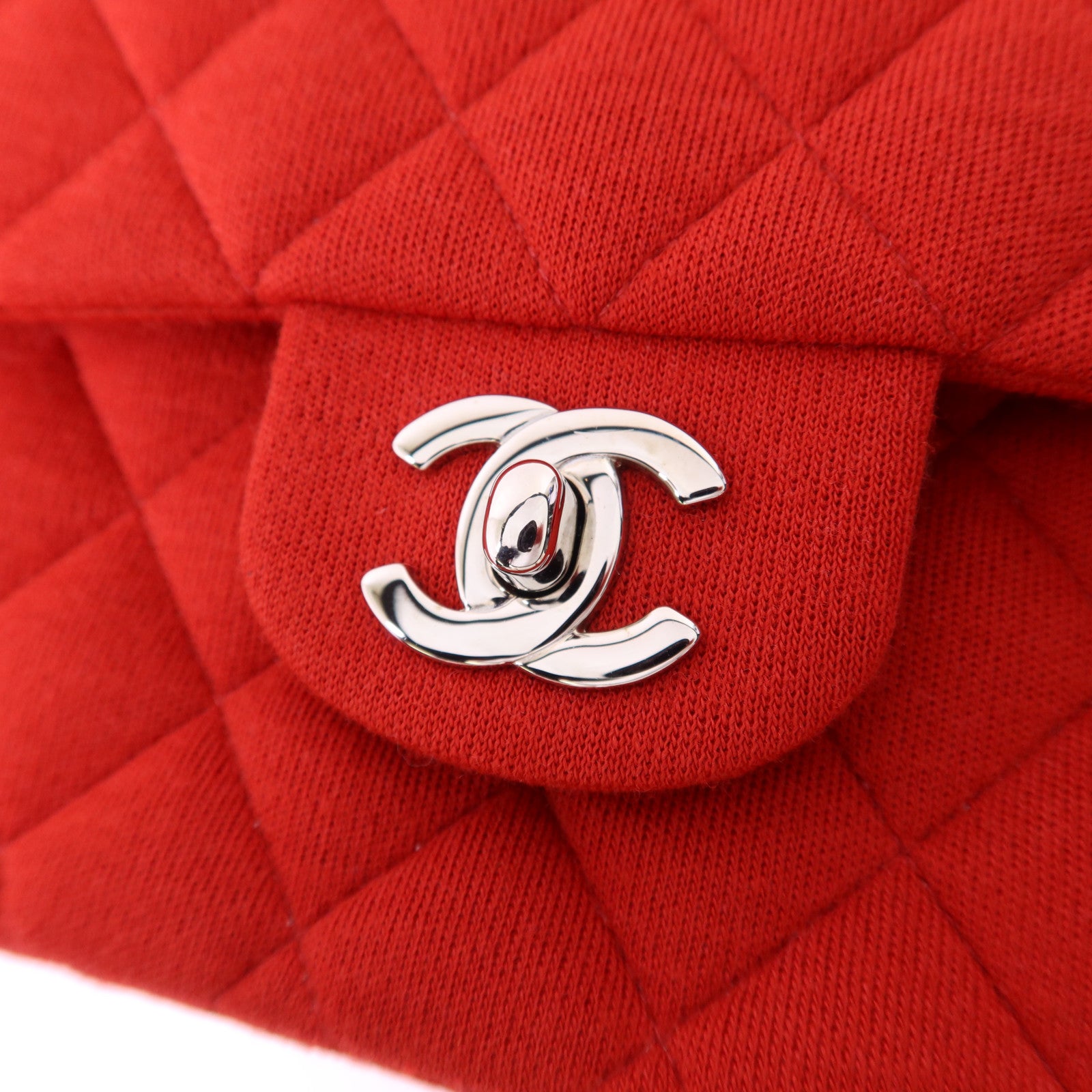 CHANEL 布料Chain Shoulder Bag銀扣鏈帶肩背袋