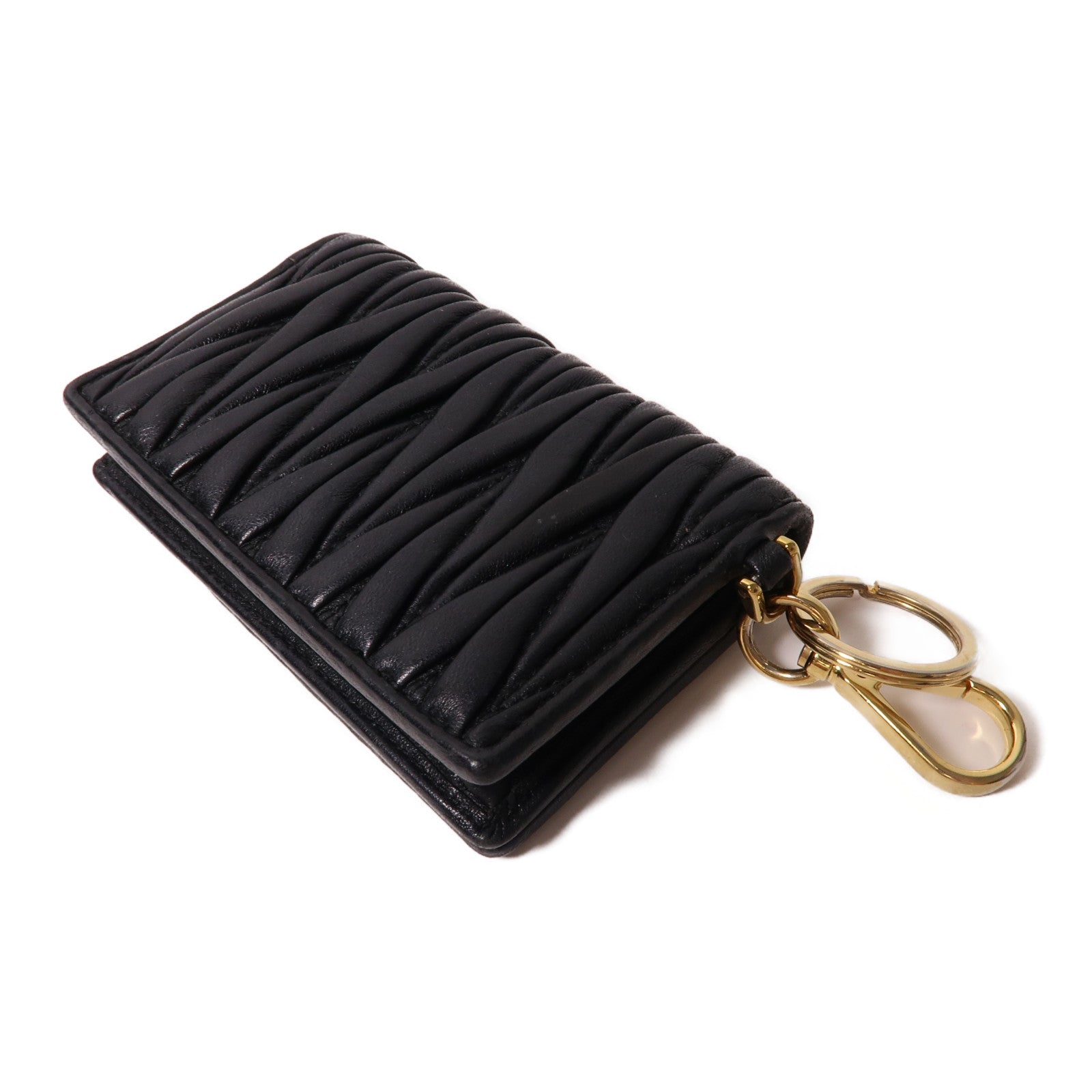 Miu Miu 羊皮皮革Card Case金扣卡片套黑色