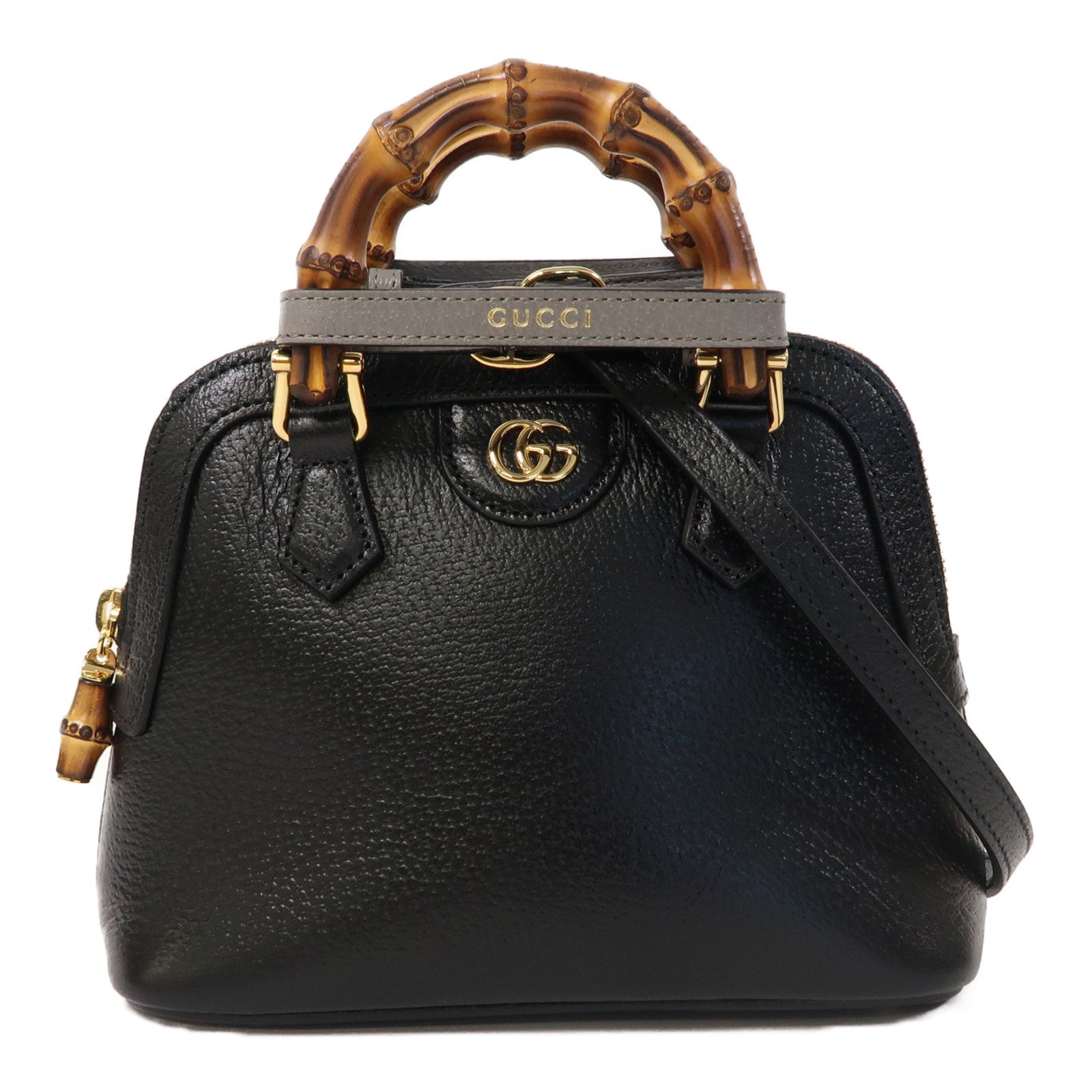 GUCCI 牛皮皮革Diana Mini金扣手挽肩背兩用袋黑色