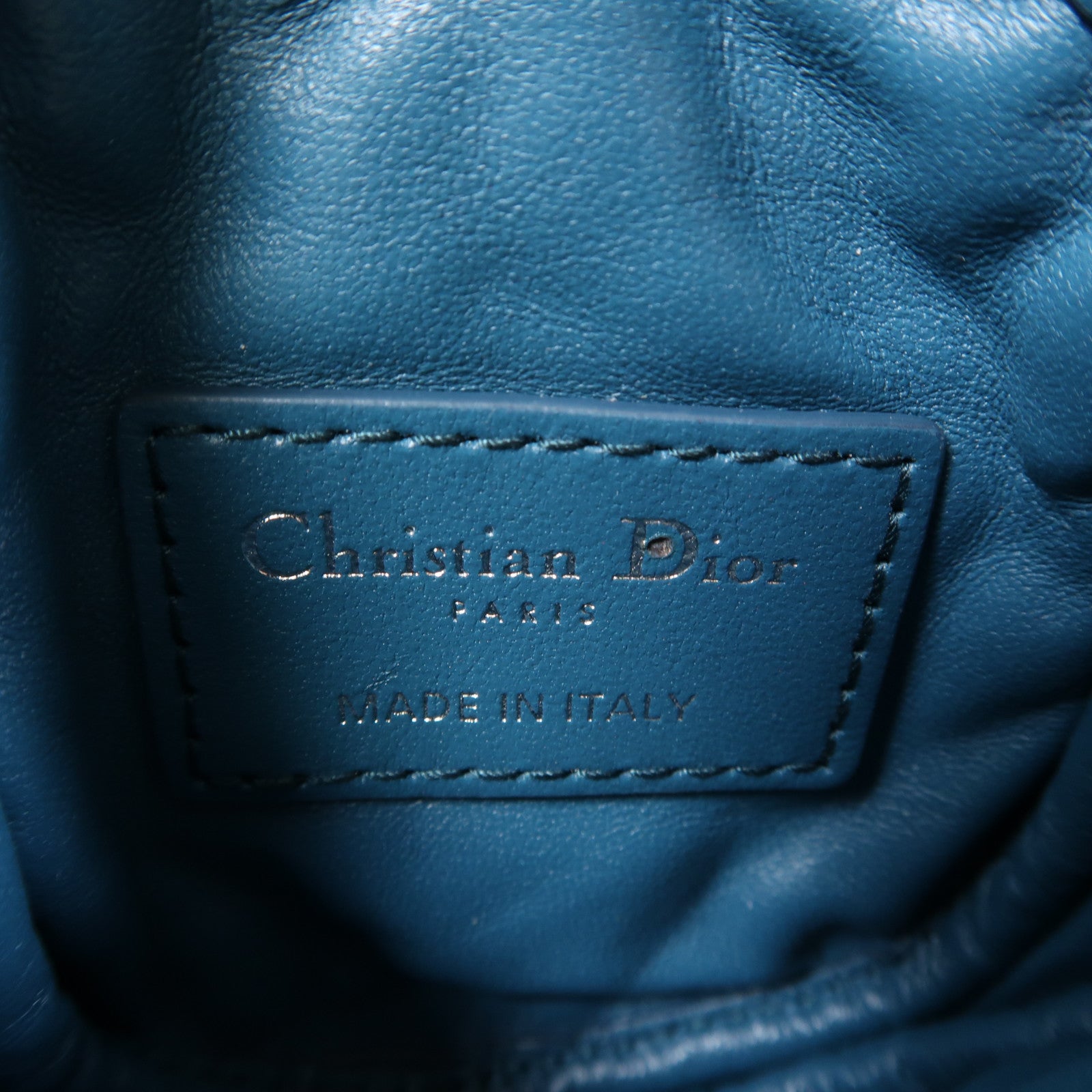Dior 牛皮皮革Coin Case銀扣零錢包藍色