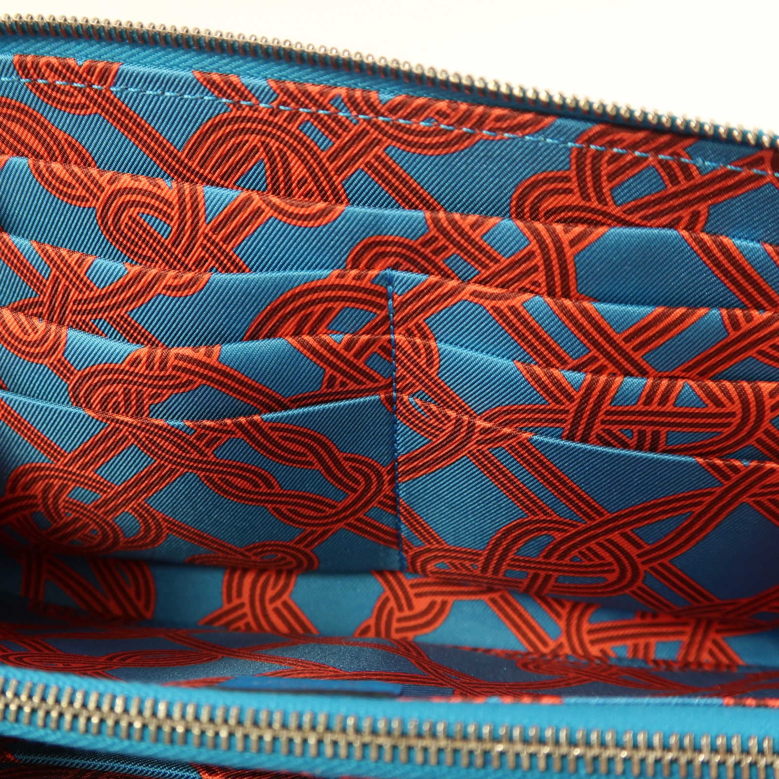 HERMES Swift皮革Silk In Noeuds Marins長錢包