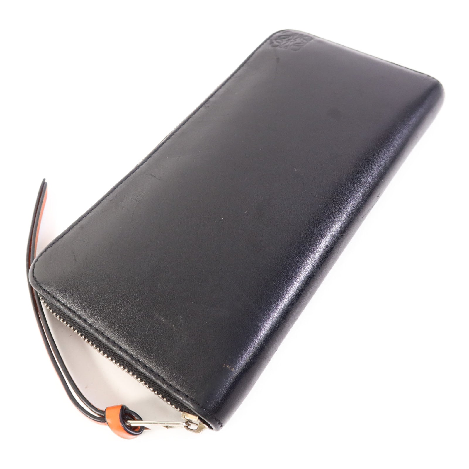 LOEWE 牛皮皮革Long Round Wallet銀扣長錢包