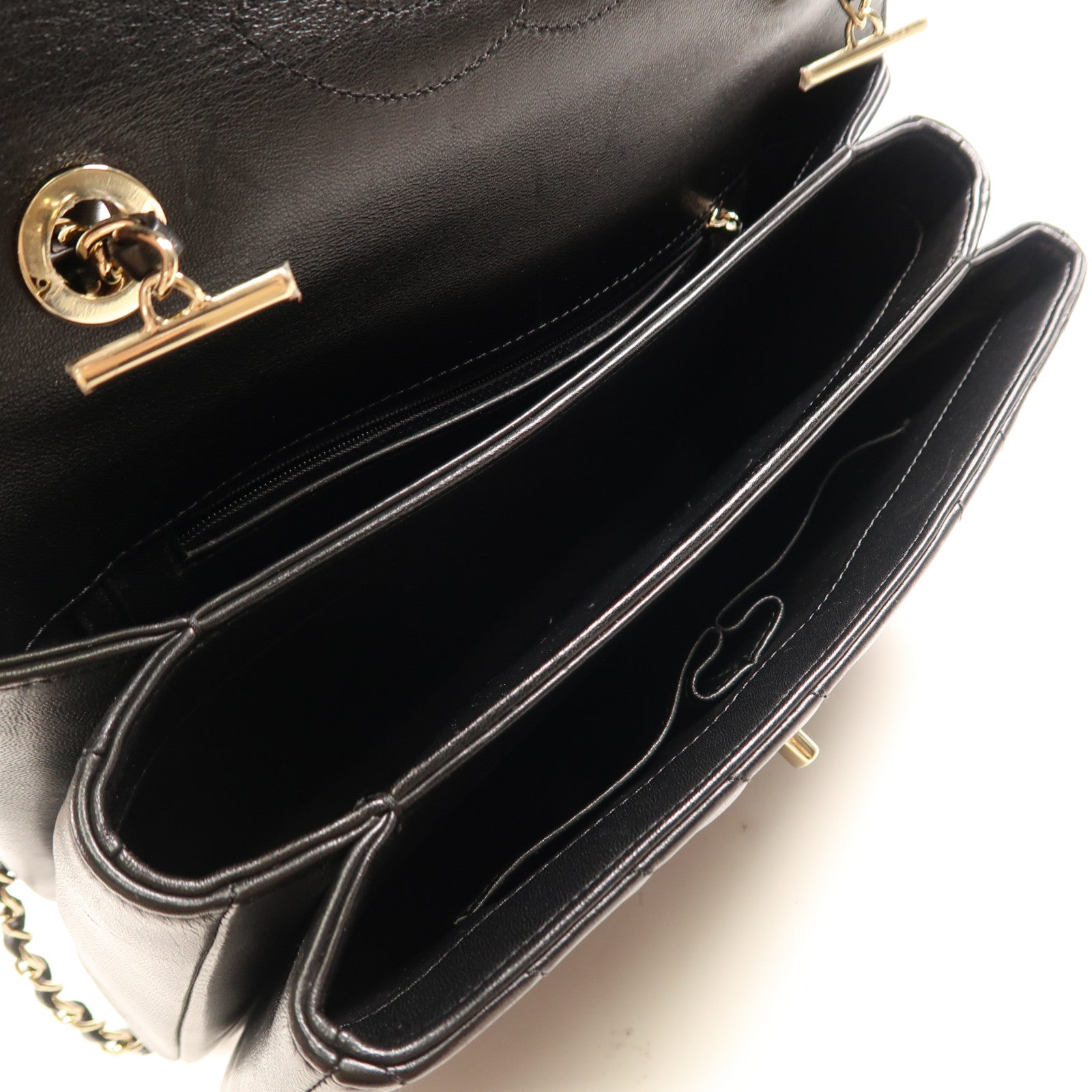 CHANEL 羊皮皮革Shoulder Bag金扣鏈帶手挽肩背兩用袋