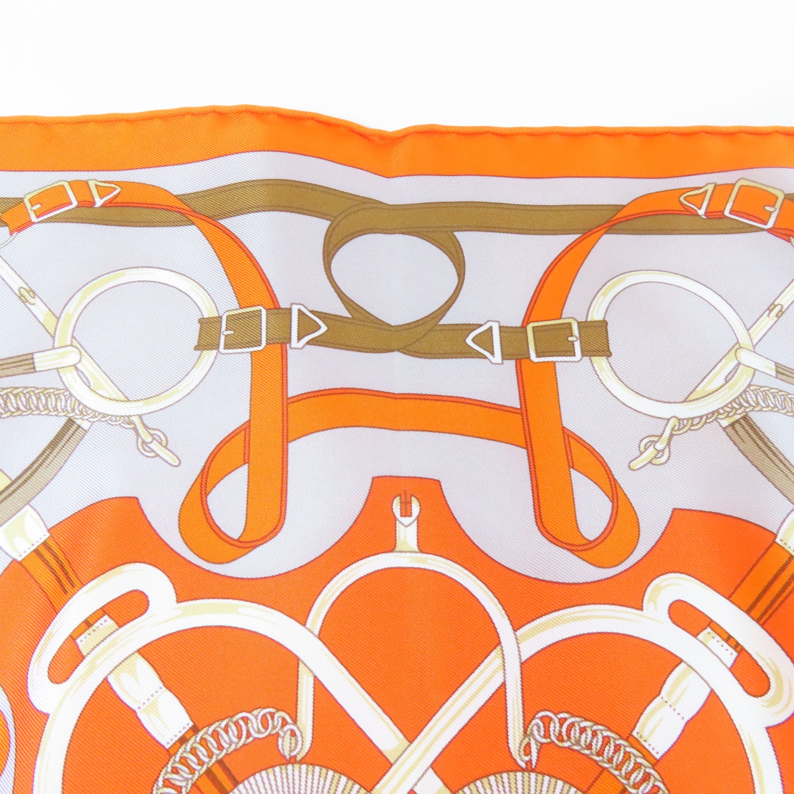 HERMES 【激減優惠】絲質Scarf 40*40絲巾橙色/灰色/米色