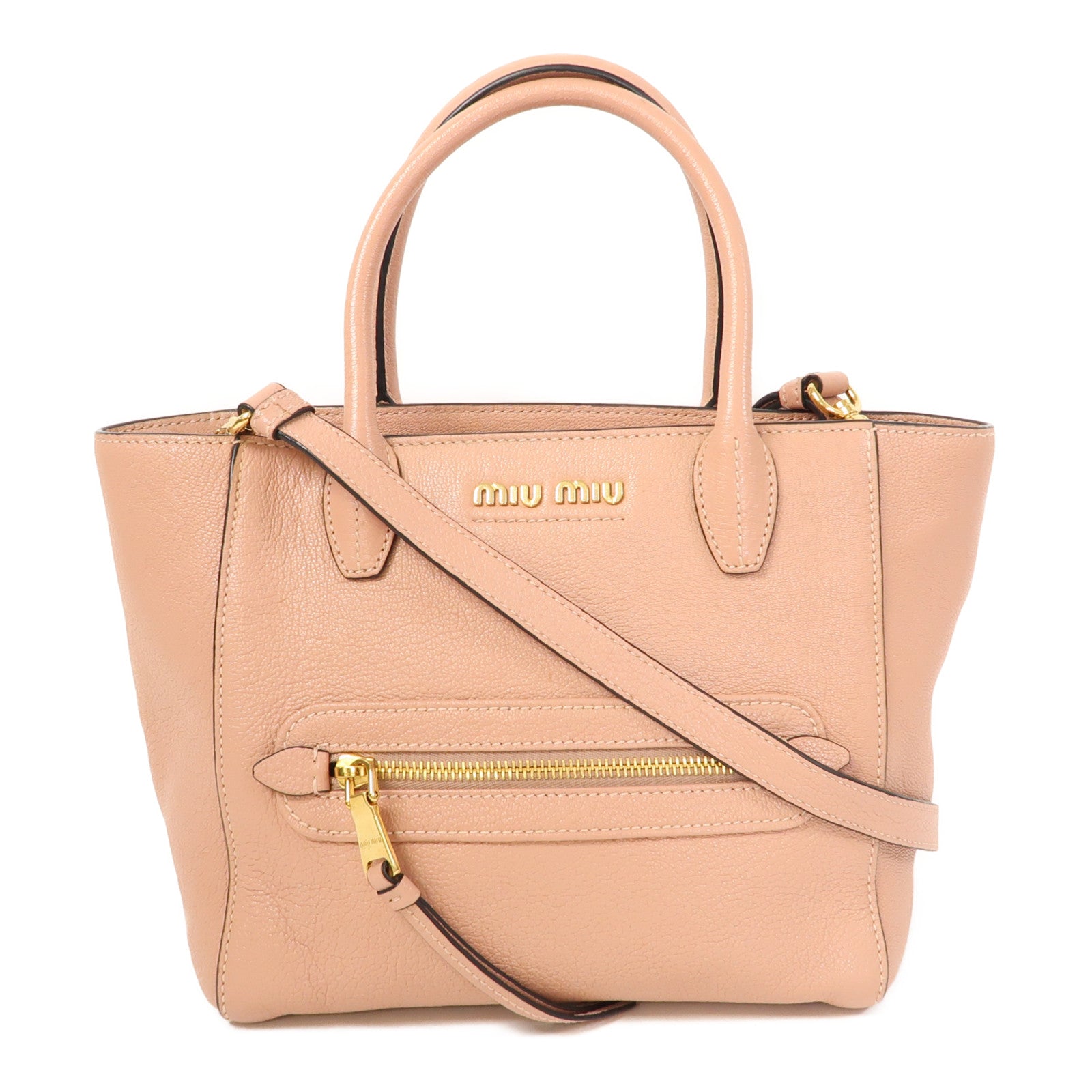 Miu Miu 牛皮皮革Shoulder Bag金扣手挽肩背兩用袋粉紅色