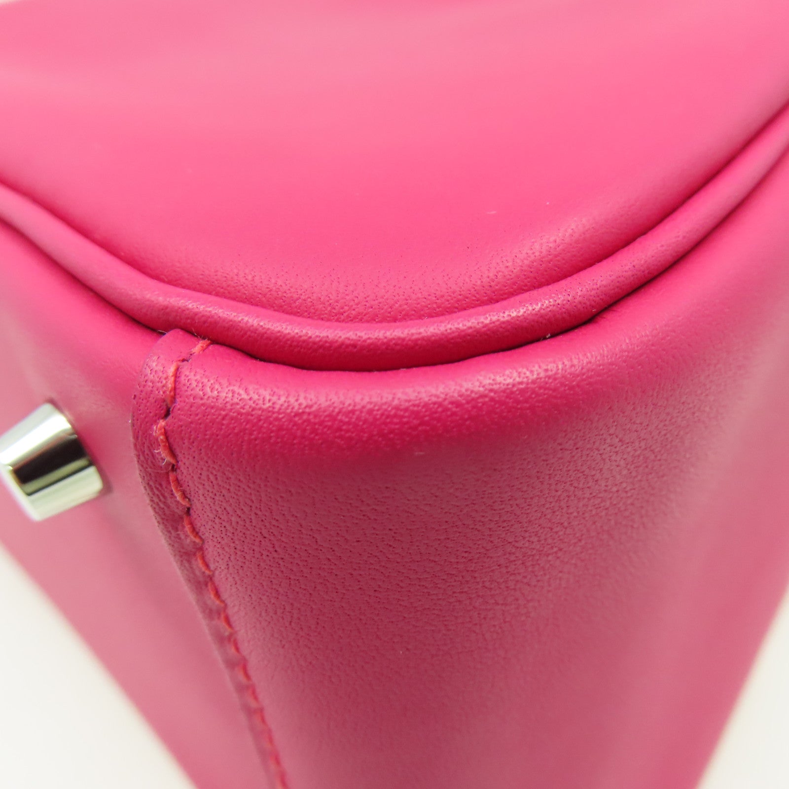 HERMES Swift皮革/鱷魚皮革Mini Lindy Touch Shoulder Bag銀扣肩背袋90 Framboise/紅莓色
