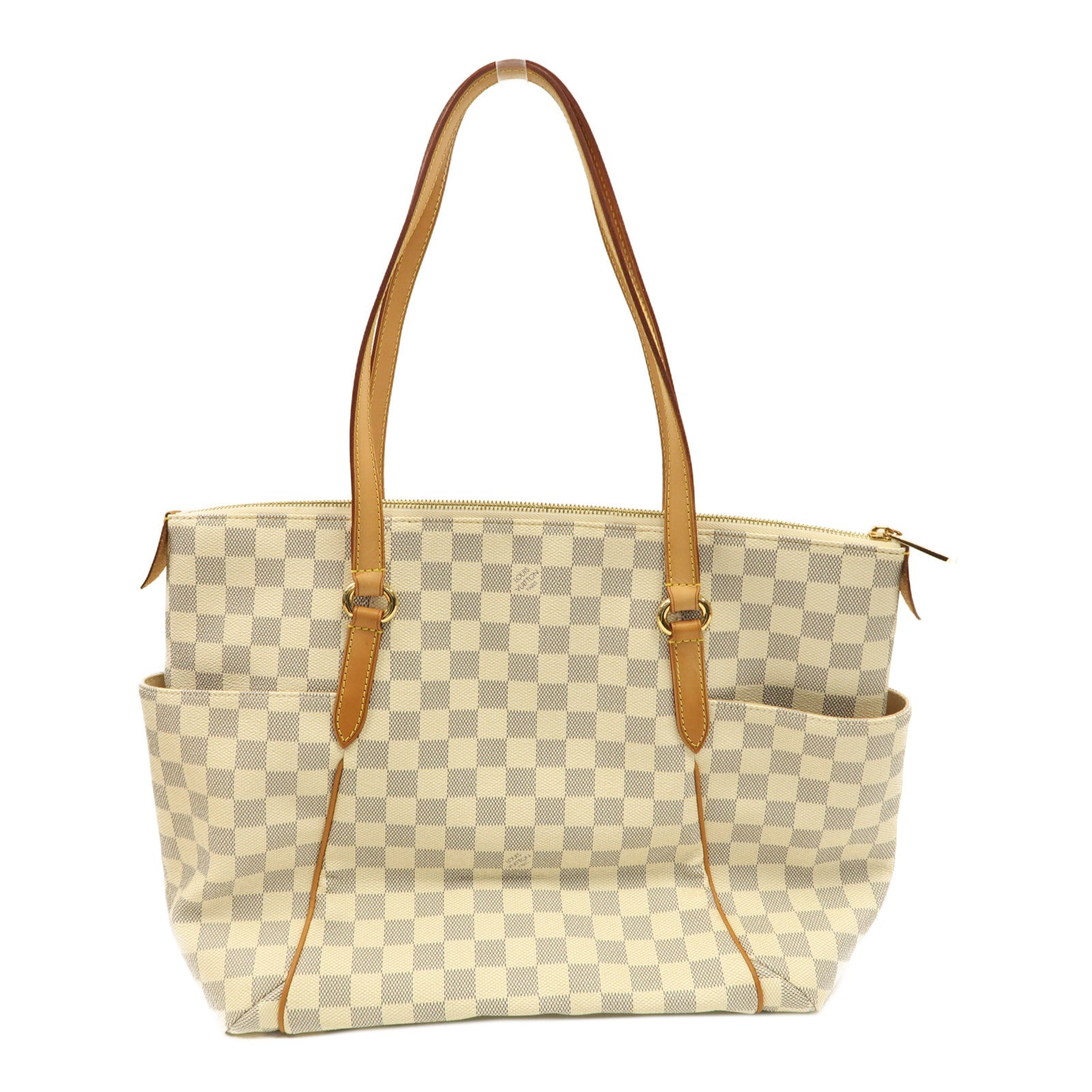 LOUIS VUITTON Damier Azur Totally MM銀扣肩背袋白色