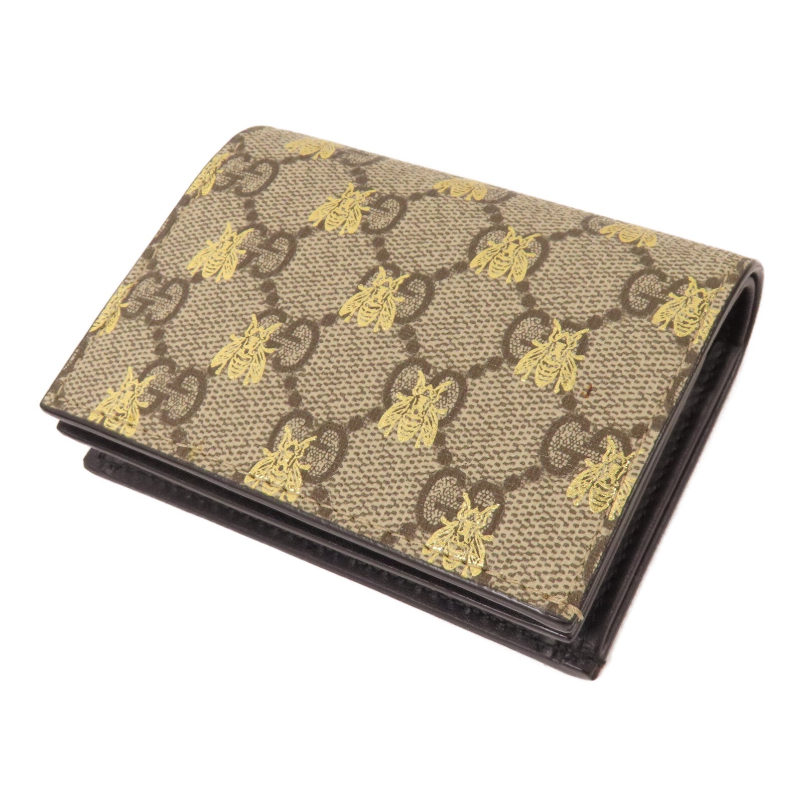 GUCCI 塗層帆布Bee Card Case金扣零錢包/卡套
