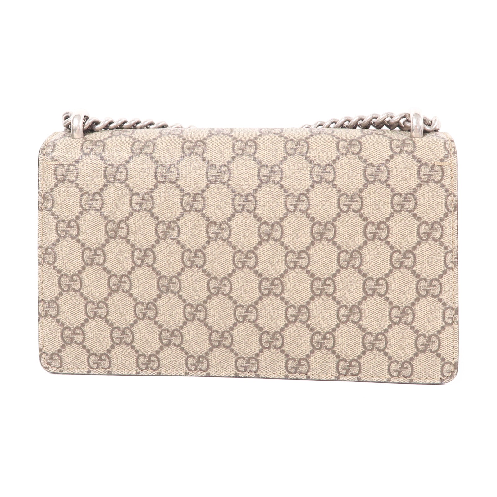 GUCCI 塗層帆布Dionysus GG Supreme Shoulder Bag銀扣鏈帶肩背袋