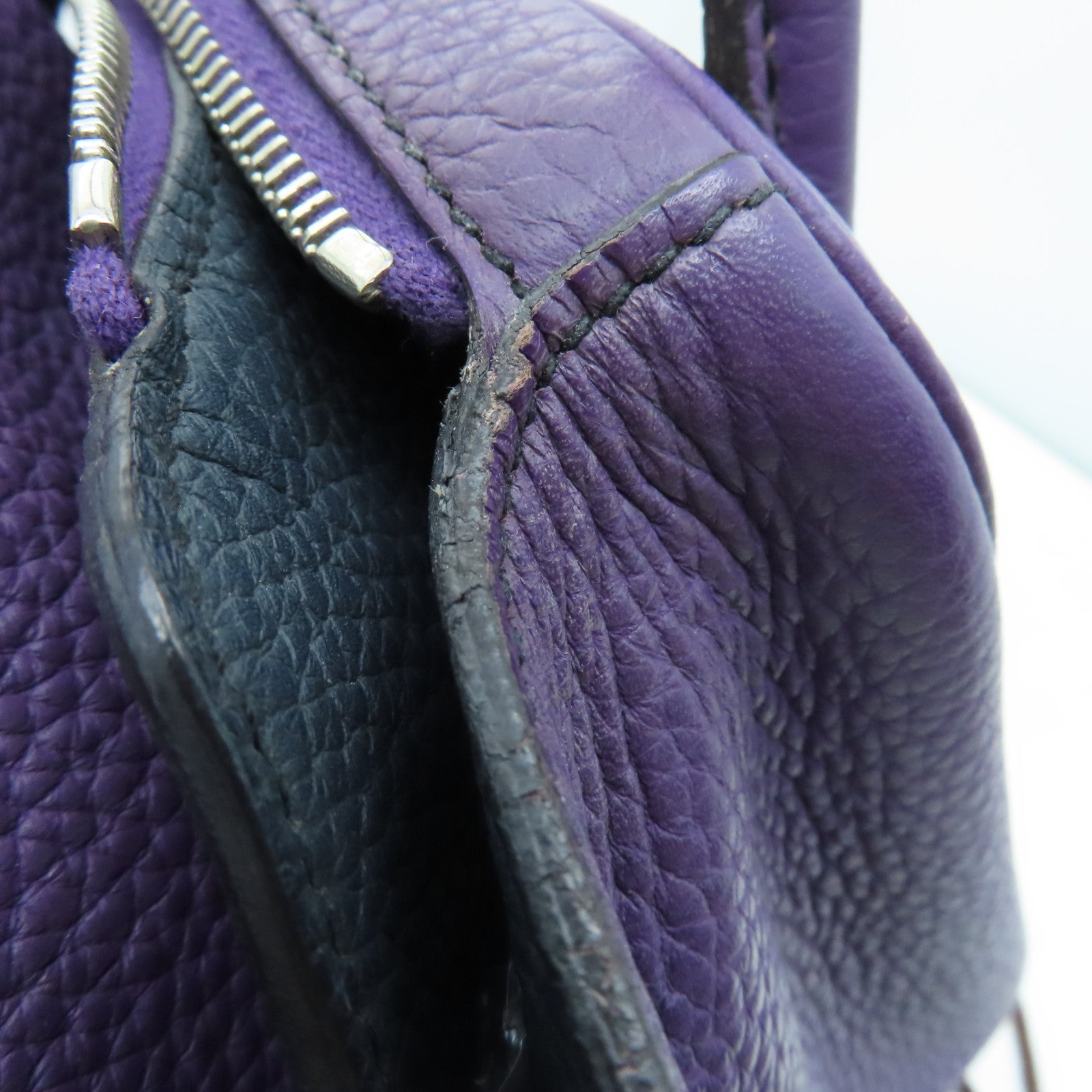 HERMES Clemence皮革Lindy 34银扣手挽肩背两用袋Cassis/紫色