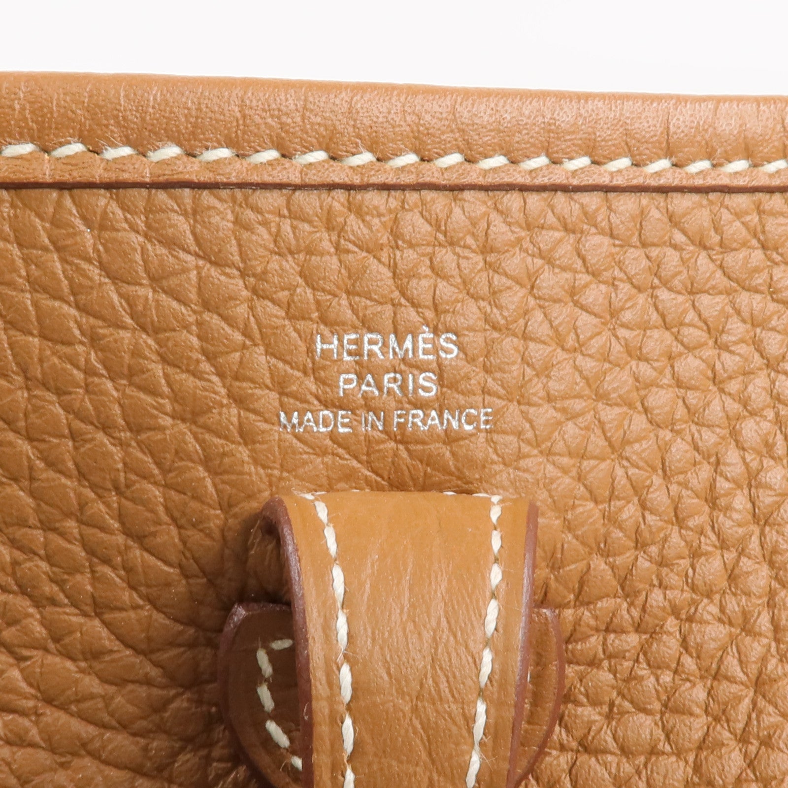 HERMES Clemence皮革Evelyne TPM銀扣肩背袋Gold