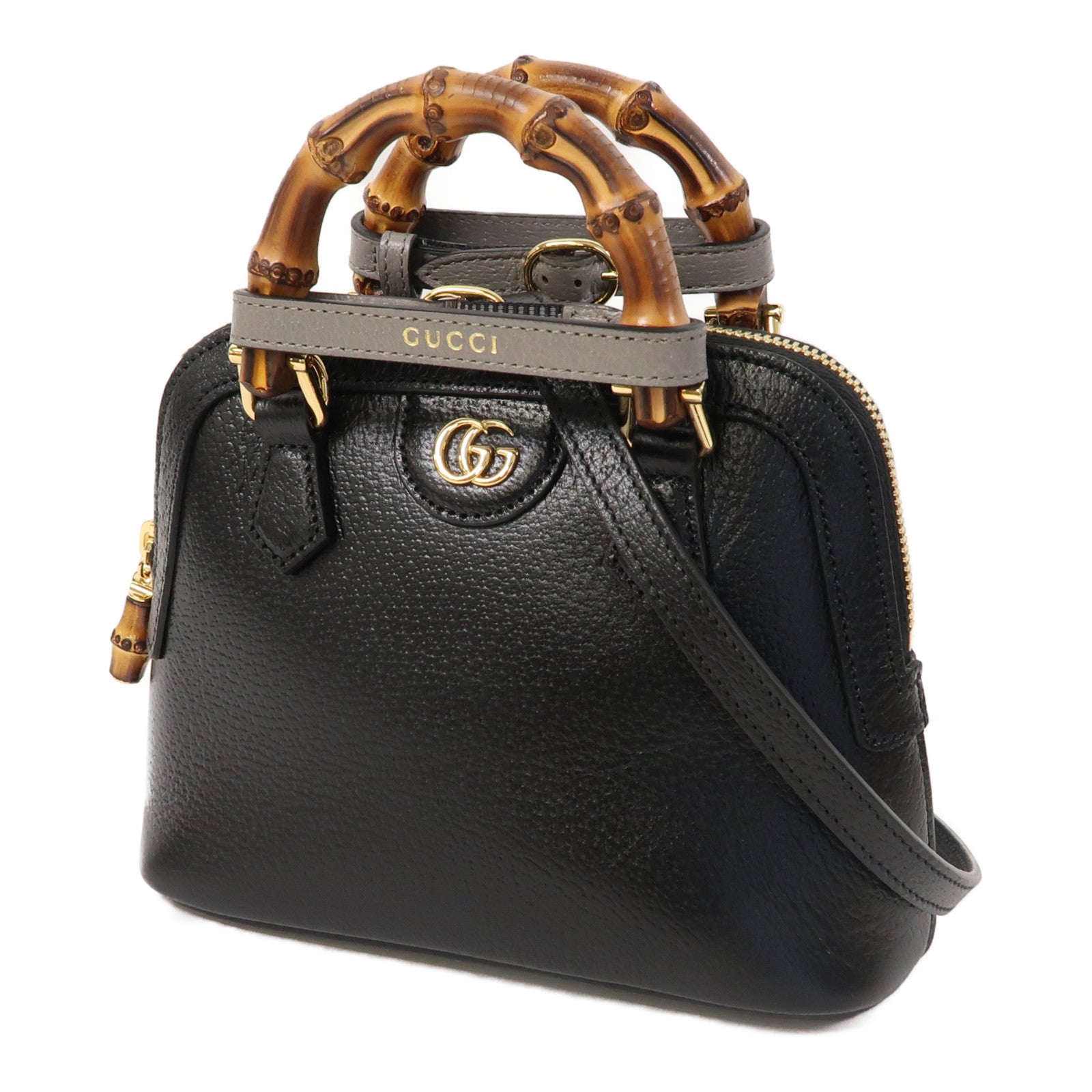 GUCCI 牛皮皮革Diana Mini金扣手挽肩背兩用袋黑色