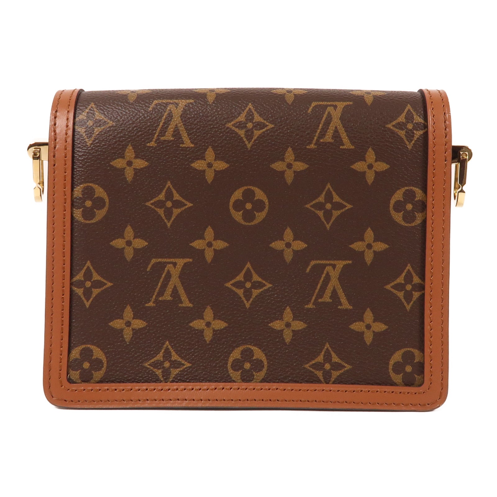 LOUIS VUITTON Monogram Reverse Mini Dauphine金扣肩背袋棕色
