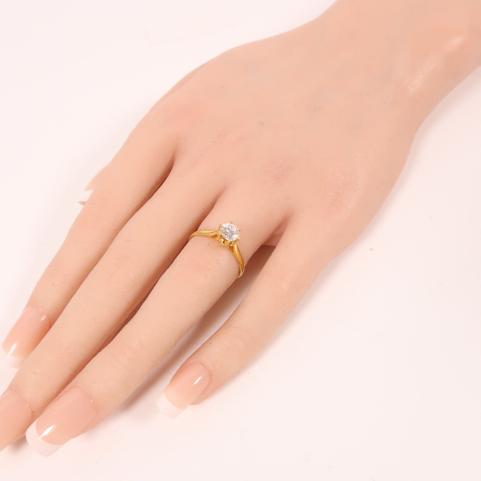 Jewelry Diamond Ring 2.1g 18K Yellow Gold US#5.25