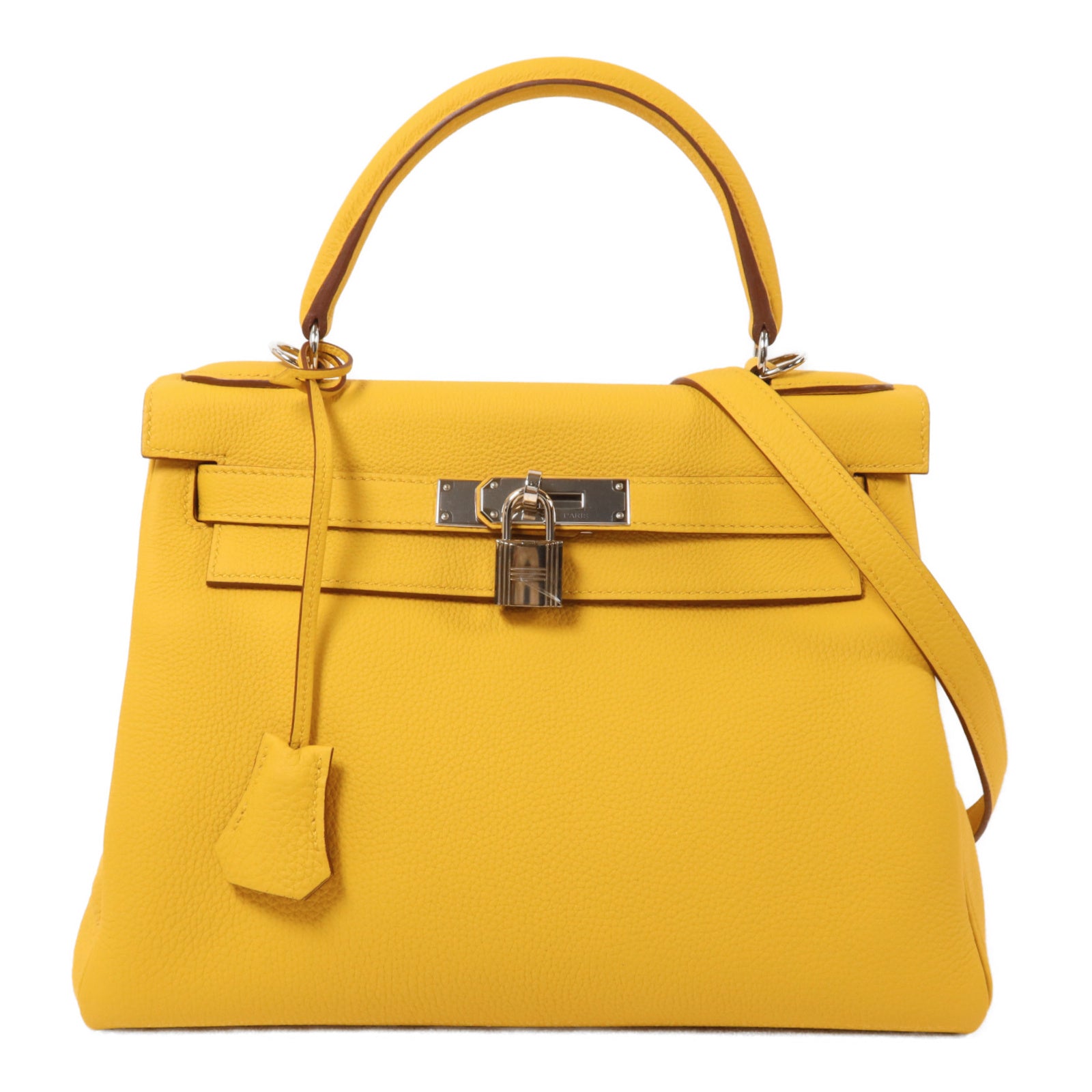 HERMES Togo皮革Kelly II 28手挽肩背兩用袋Jaune Ambre