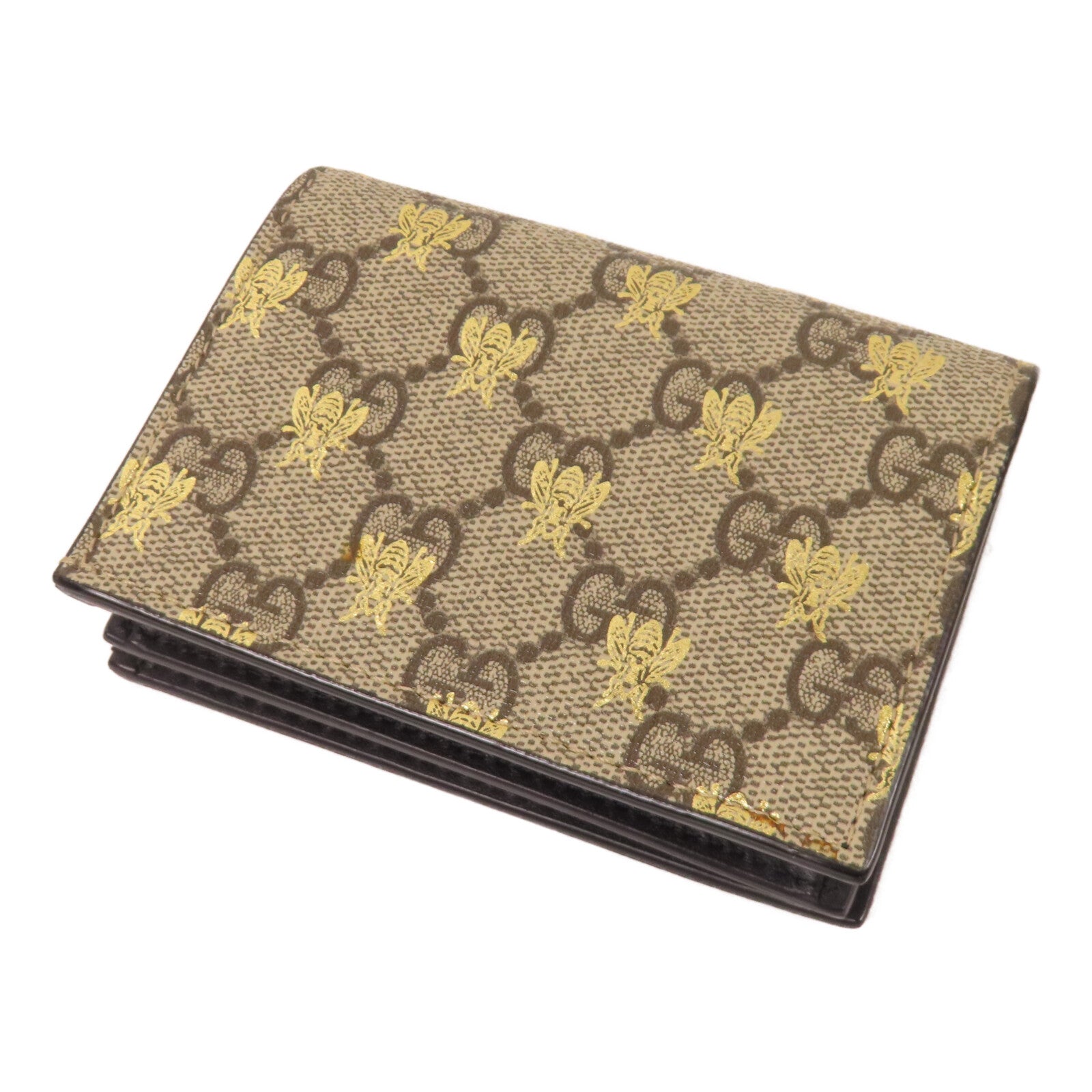 GUCCI 塗層帆布Bee Card Case金扣零錢包/卡套