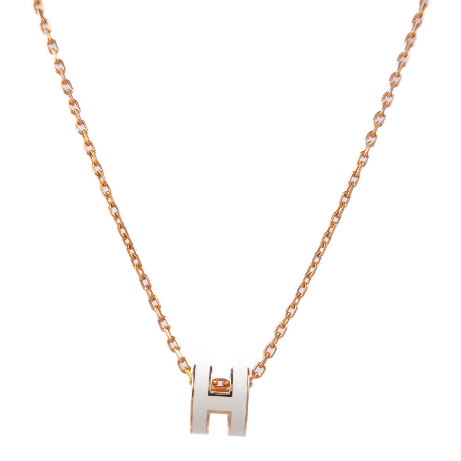 HERMES 金屬Mini Pop H項鍊Blanc