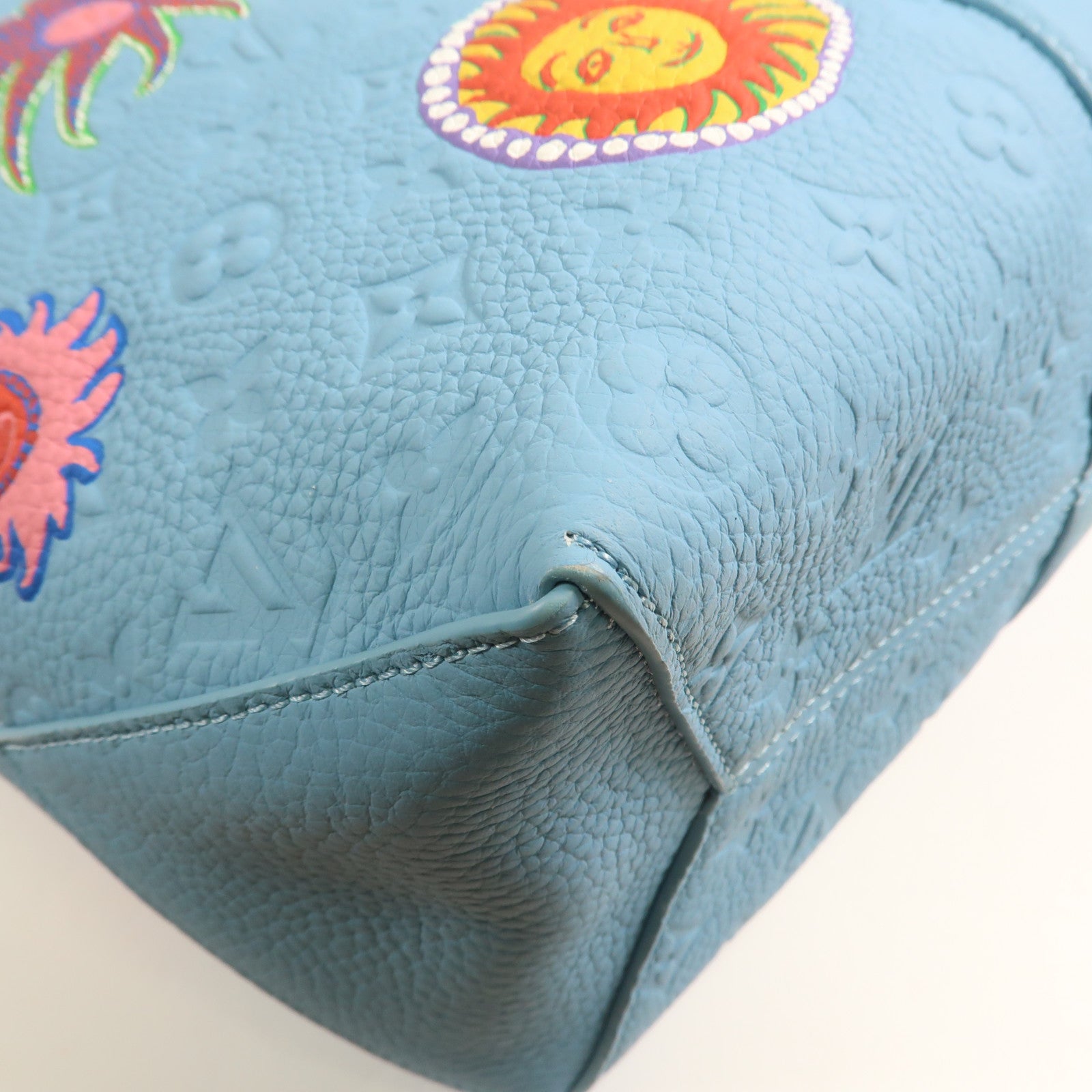 LOUIS VUITTON Embossed LVxYK Weekend Tote銀扣手挽肩背兩用袋藍色