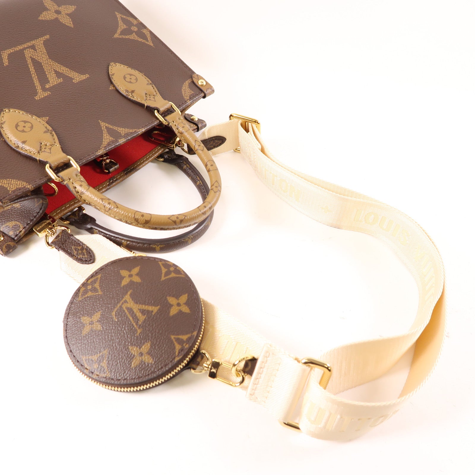 LOUIS VUITTON Monogram Giant OnTheGo PM金扣手挽肩背兩用袋棕色