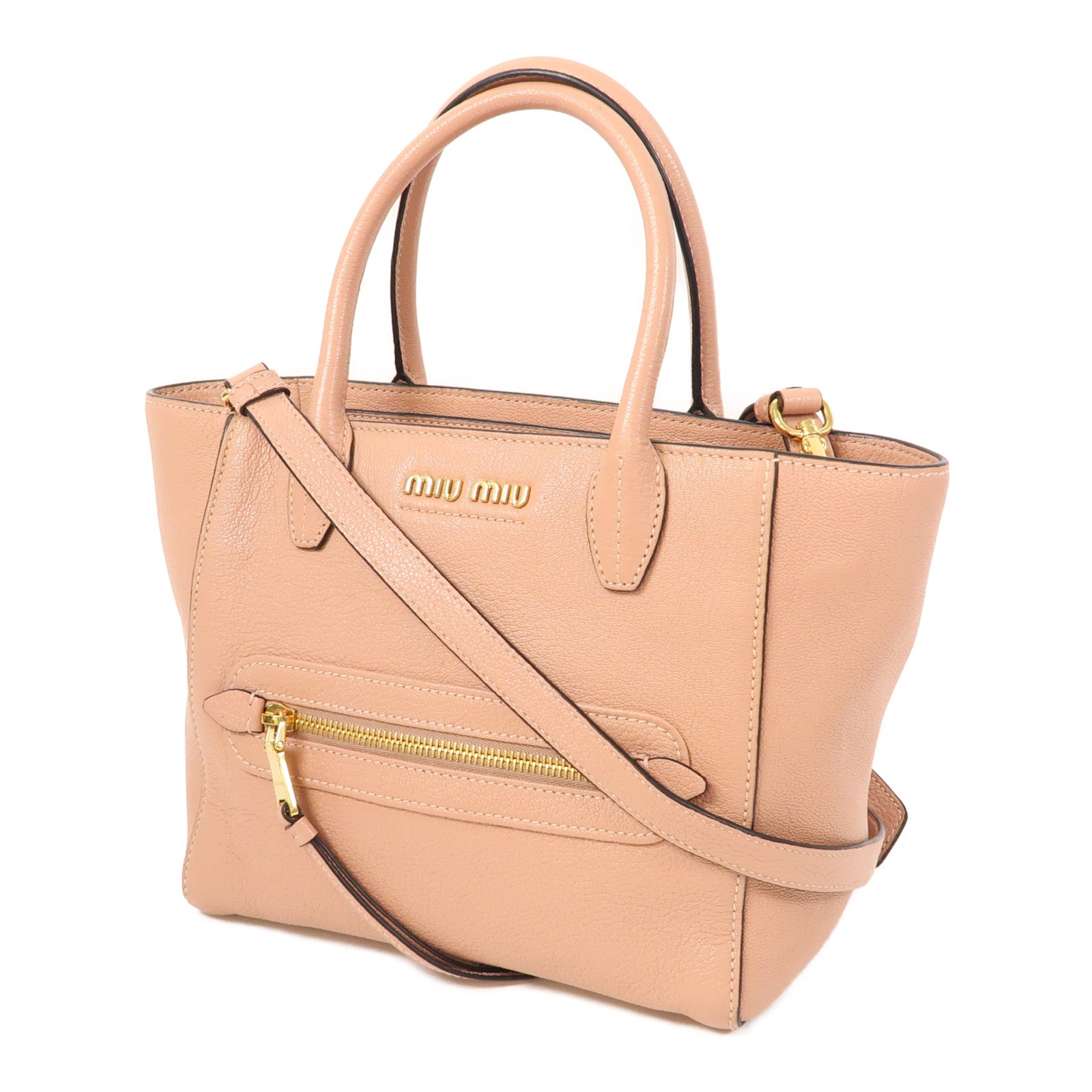 Miu Miu 牛皮皮革Shoulder Bag金扣手挽肩背兩用袋粉紅色