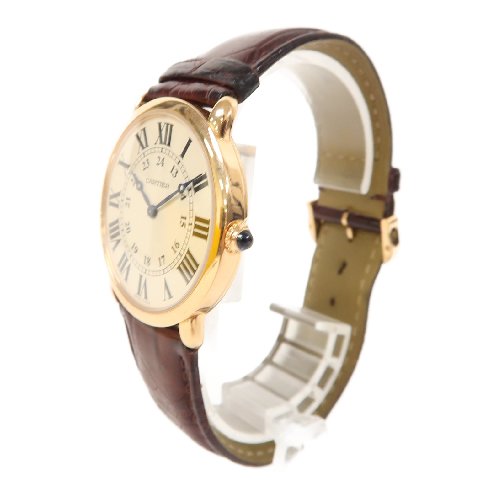 CARTIER Ronde Louis Cartier 18K玫瑰金手錶手動機芯白色