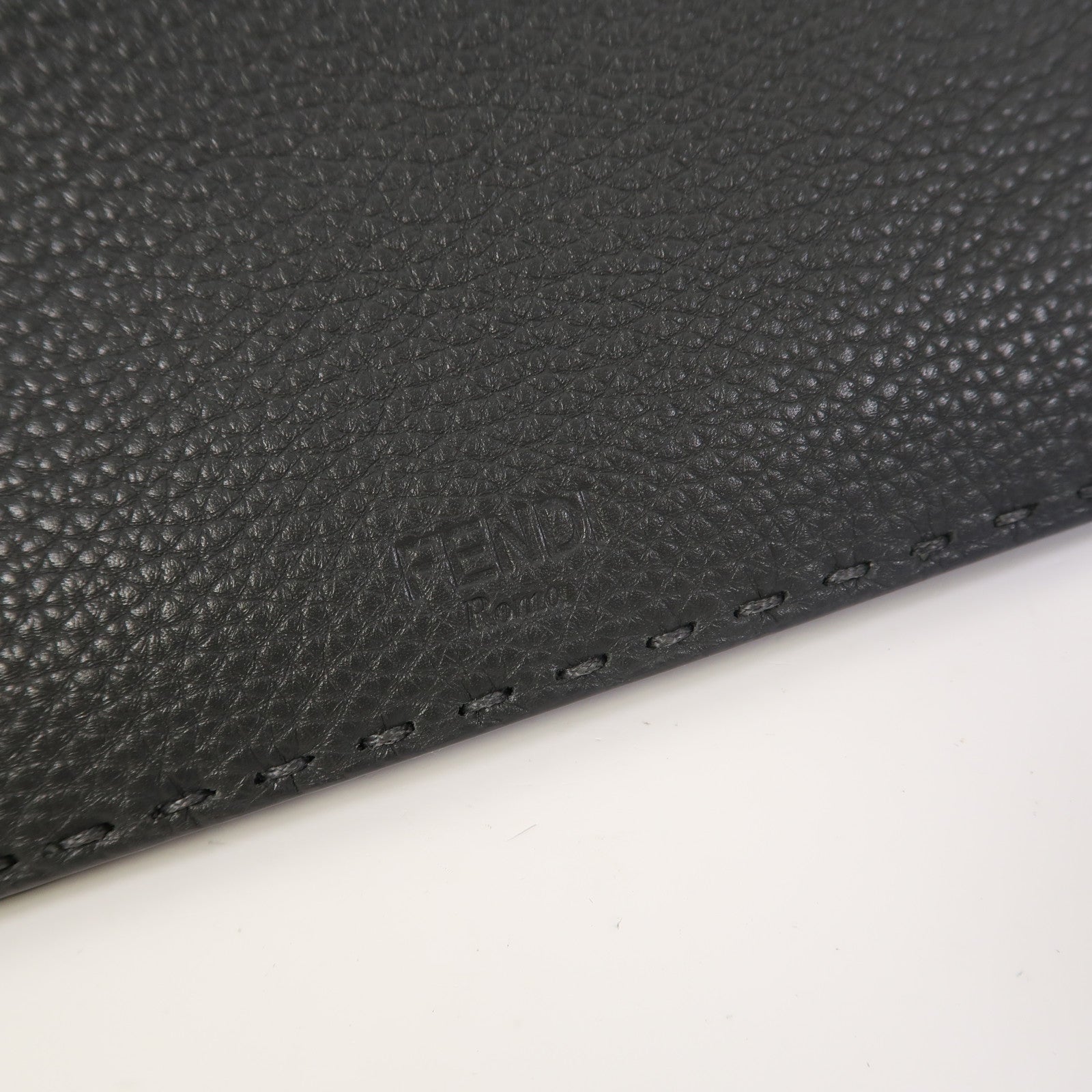 FENDI 牛皮皮革 Selleria銀扣長錢包灰色