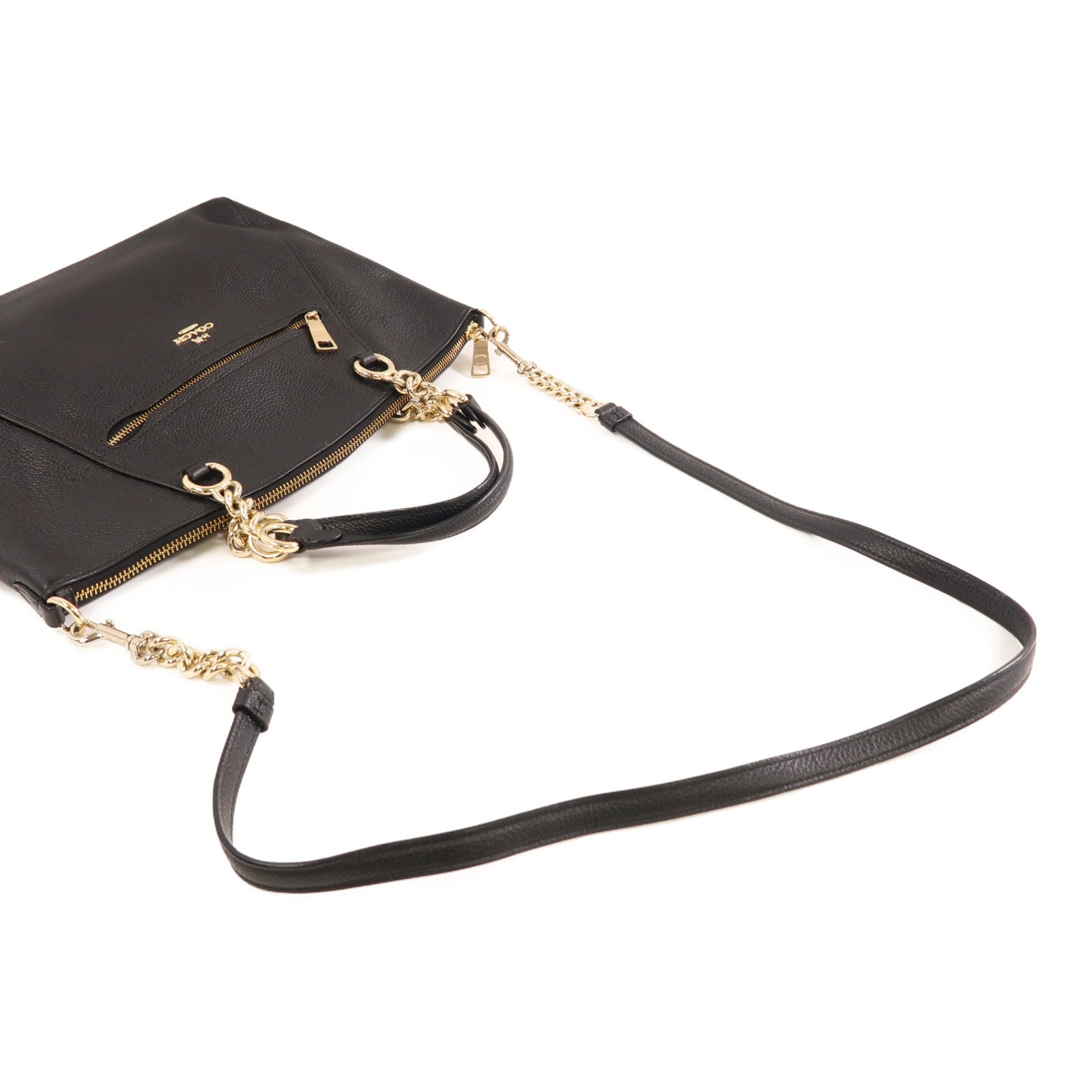 COACH 牛皮皮革2 Way Shoulder銀扣手挽肩背兩用袋