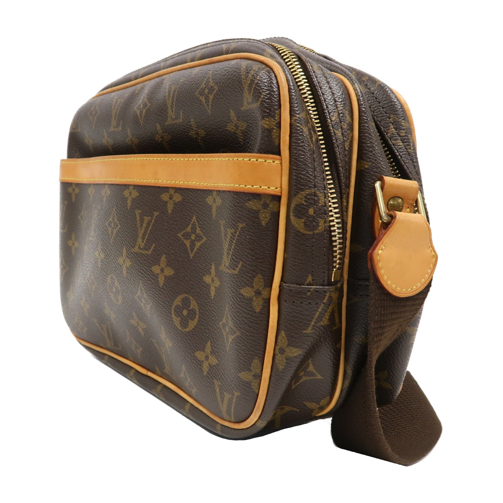 LOUIS VUITTON Monogram Reporter PM金扣肩背袋啡色