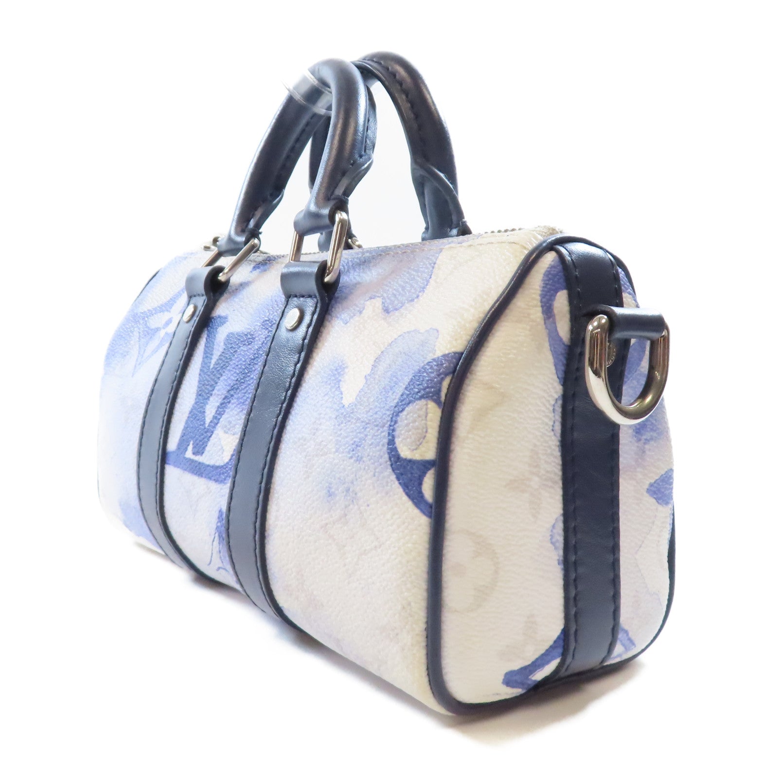 LOUIS VUITTON Watercolor Monogram Keepall XS銀扣手挽肩背兩用袋白色/藍色