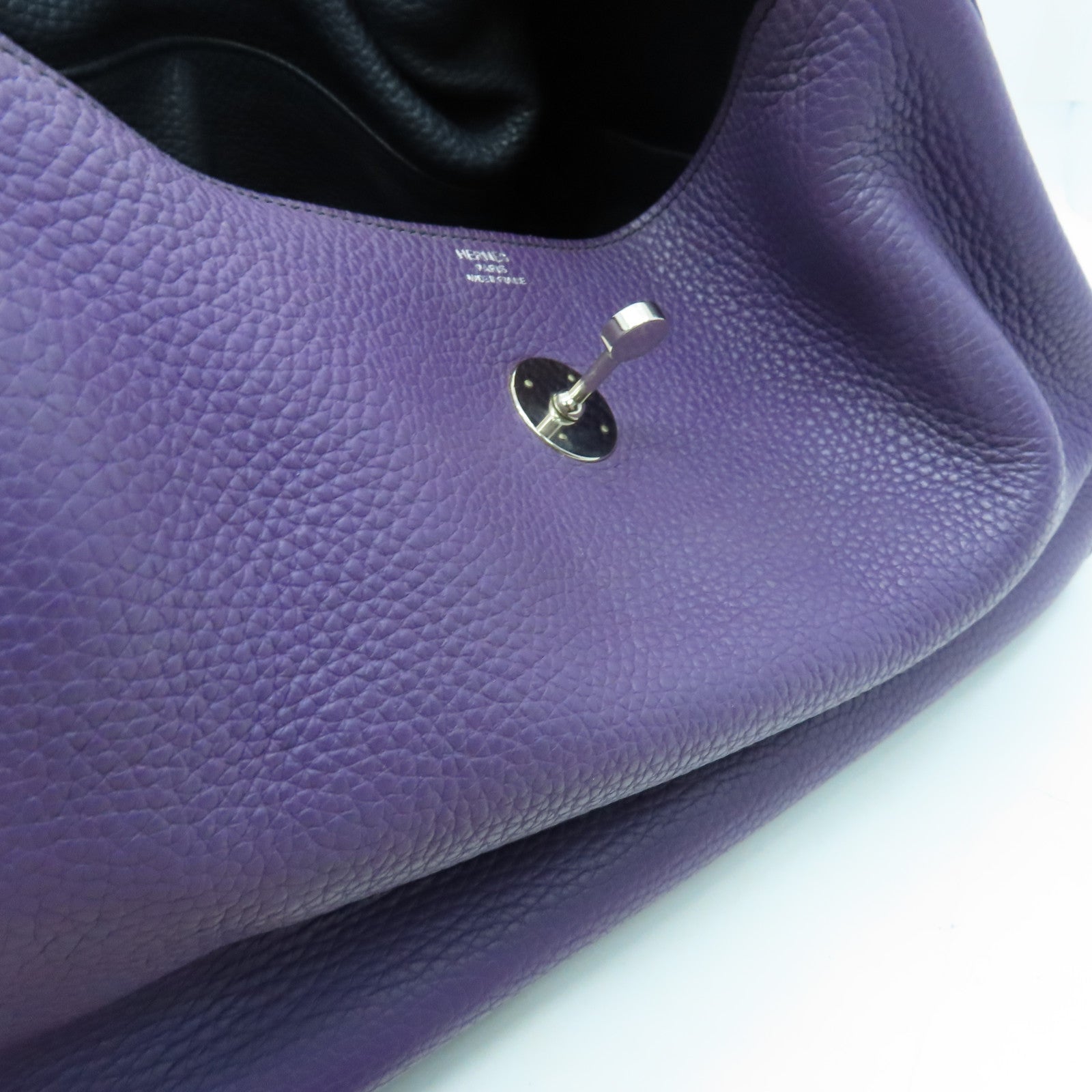 HERMES Clemence皮革Lindy 34银扣手挽肩背两用袋Cassis/紫色