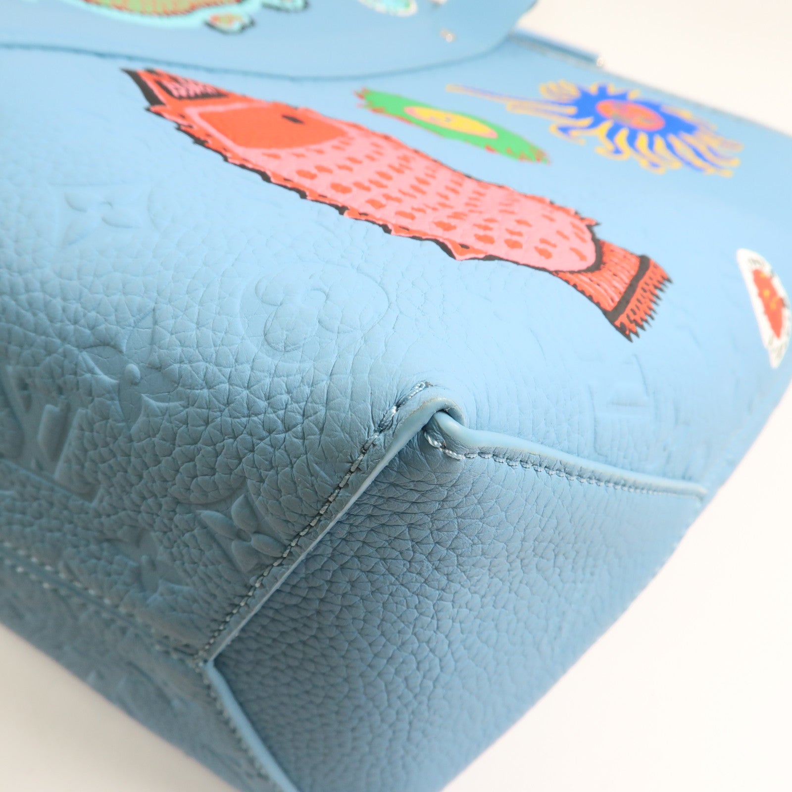 LOUIS VUITTON LV SHW LVxYK Weekend Tote 2 Way Shoulder Bag M21717 Embossed Blue