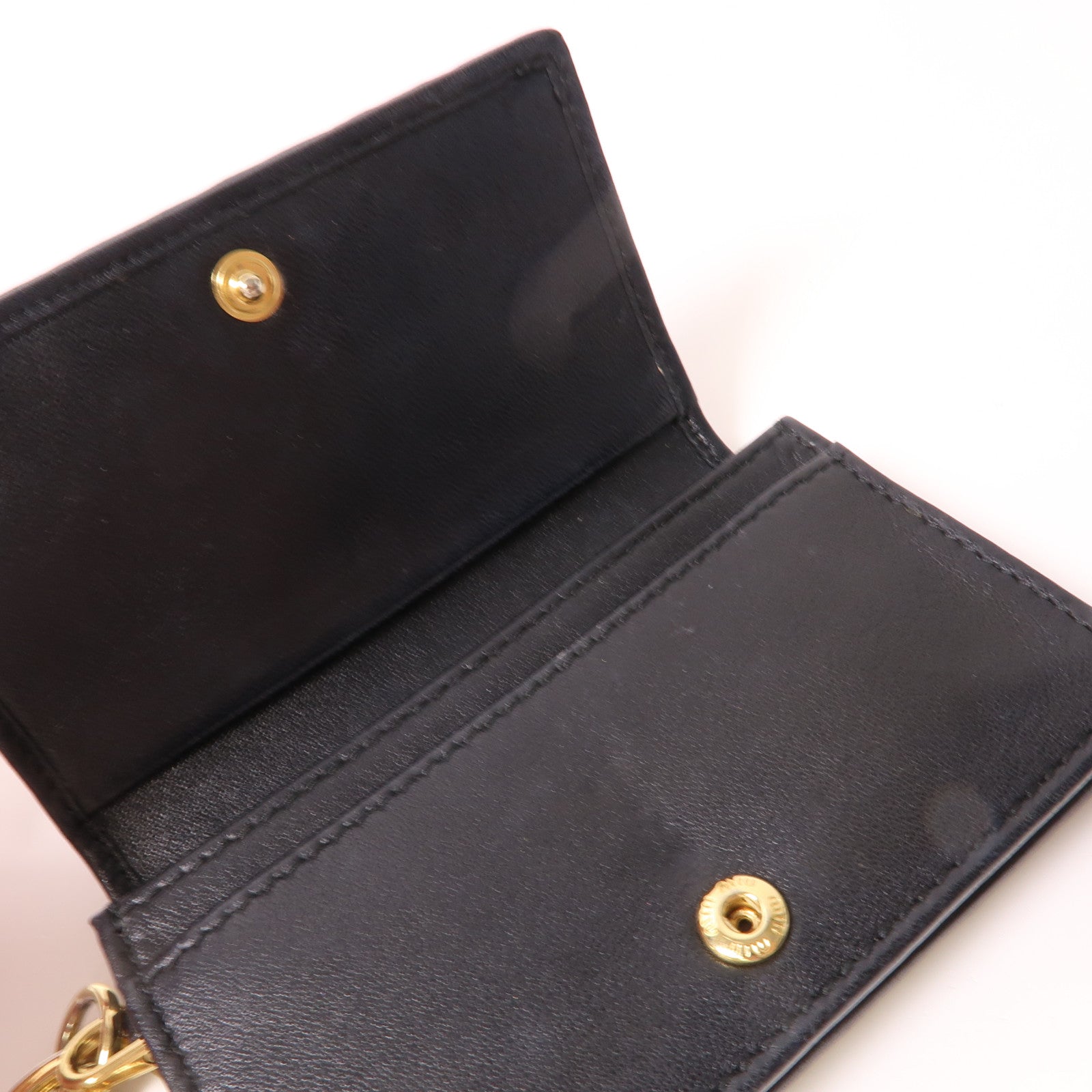 Miu Miu 羊皮皮革Card Case金扣卡片套黑色