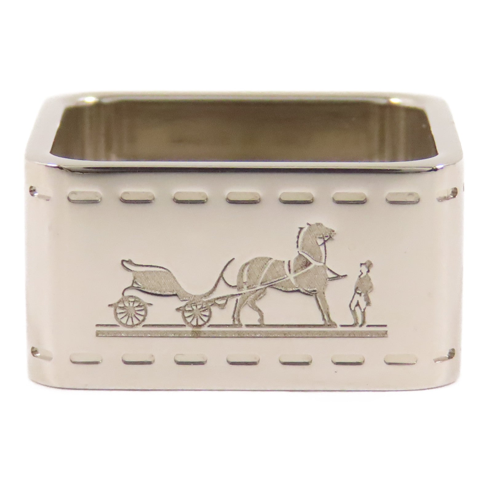 HERMES Scarf Ring Holder Metal Silver