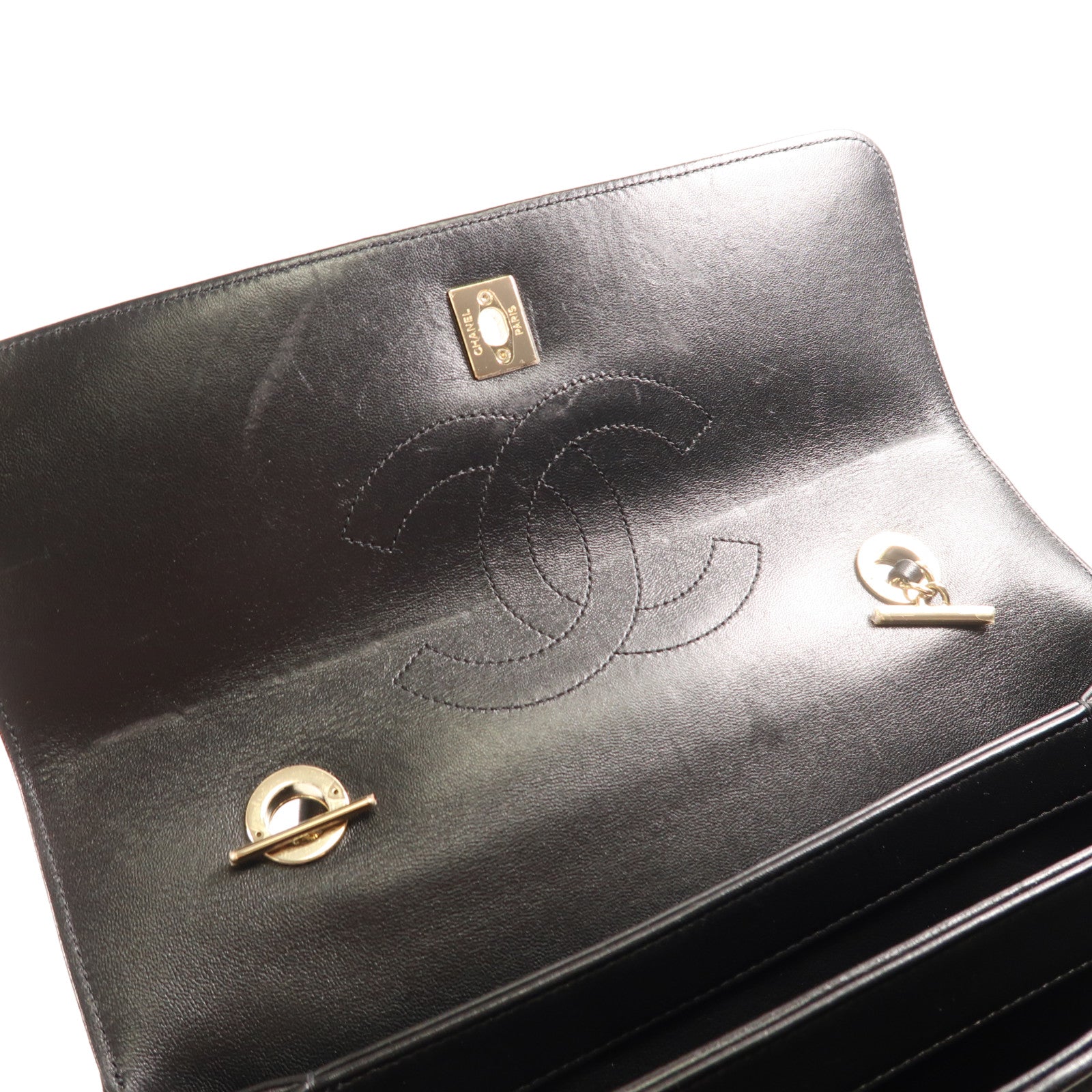 CHANEL 羊皮皮革Shoulder Bag金扣鏈帶手挽肩背兩用袋